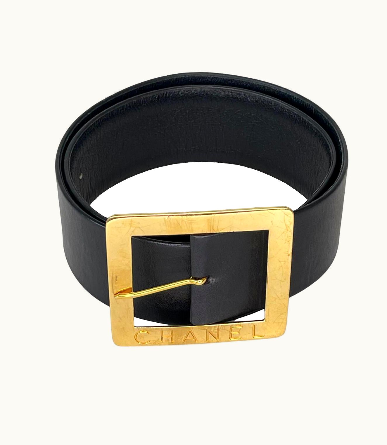 Chanel Chanel Vintage Black Leather Wasit Belt 1990 (75/30)