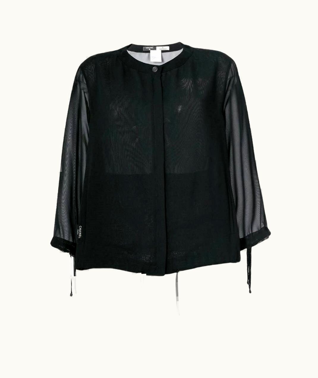 Chanel 90s Chanel Vintage Black Semitransparent Blouse