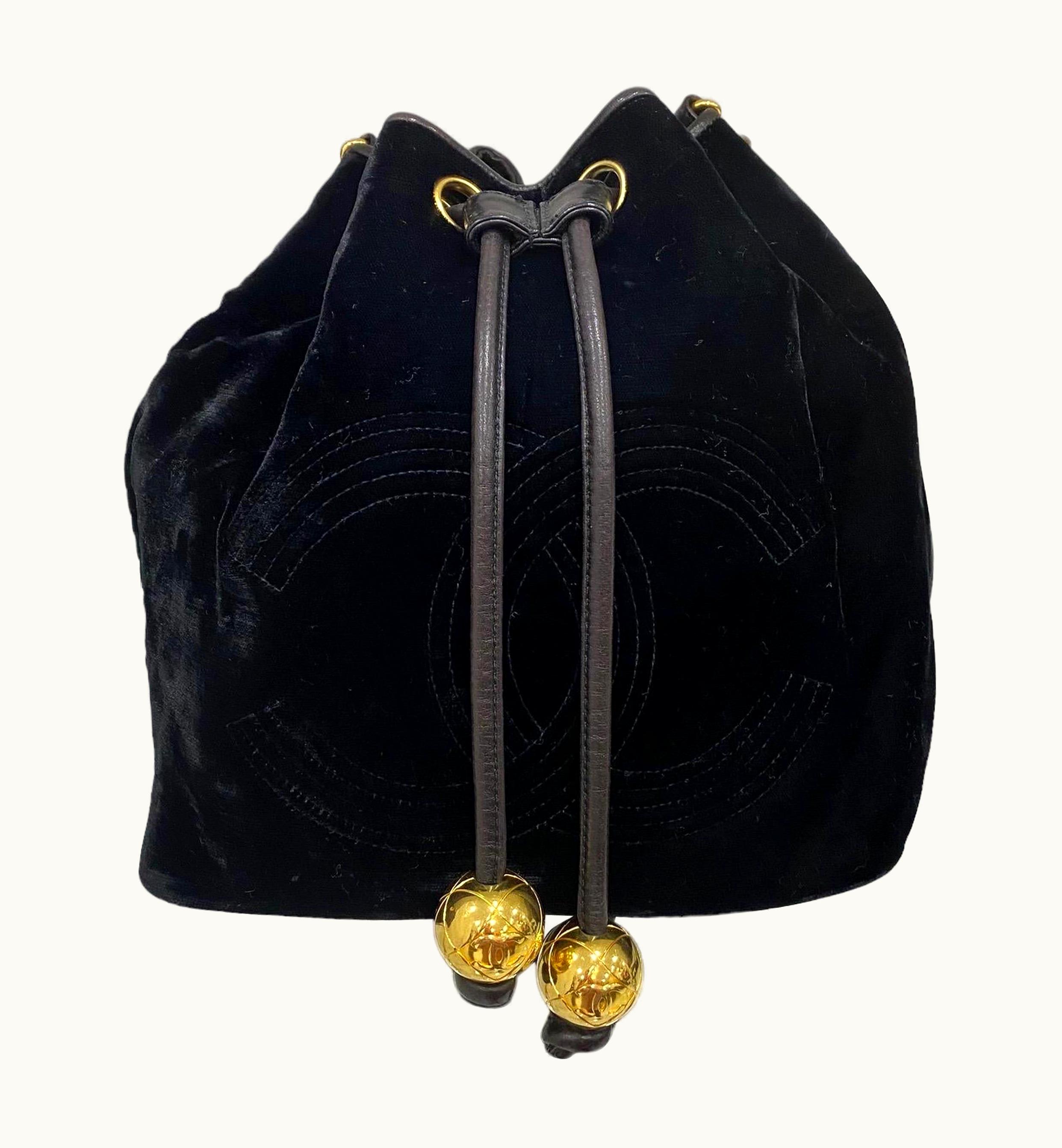 Chanel Chanel Bucket Black Velvet Vintage Shoulder Bag