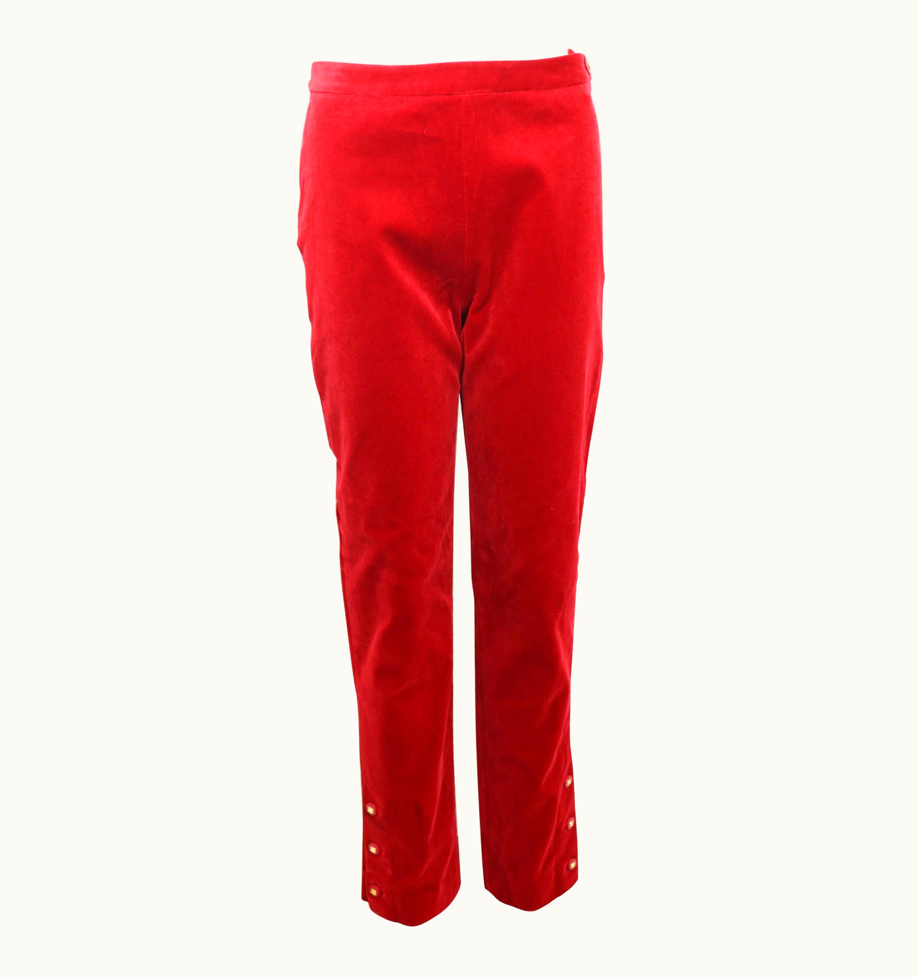 Chanel Vintage 90s Chanel Red Velvet Pants