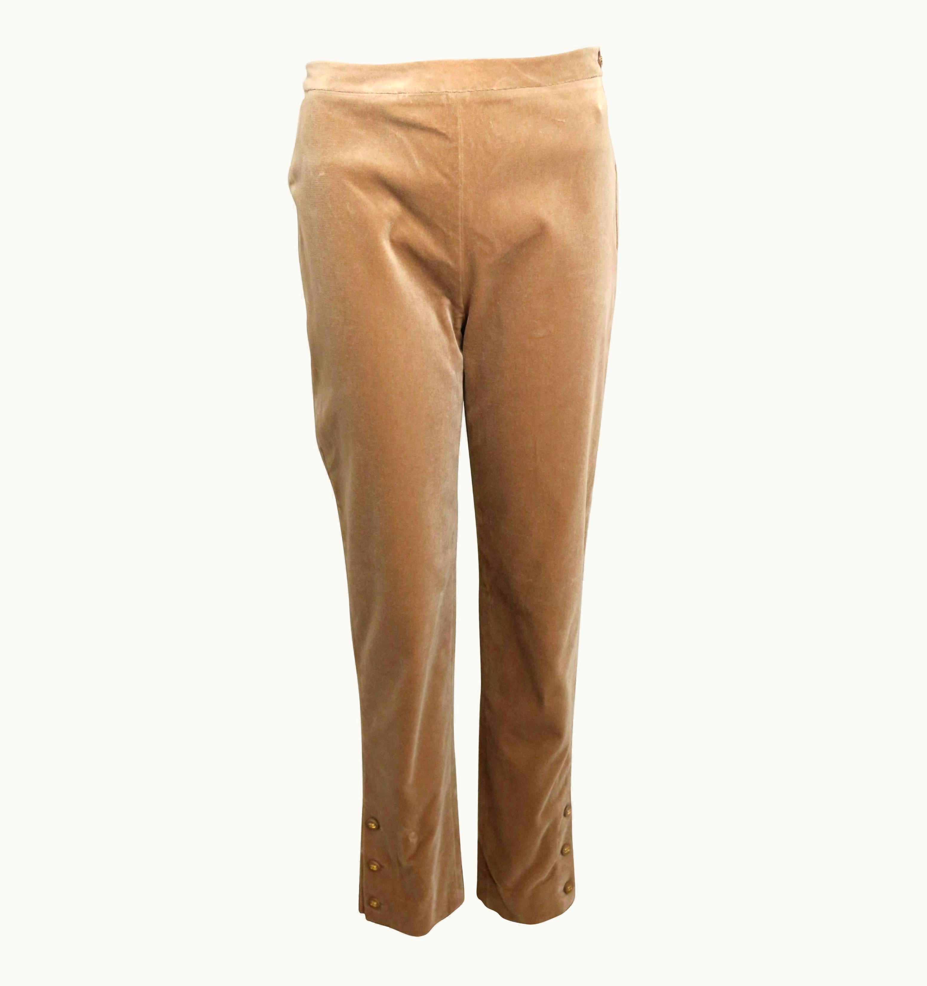 Chanel Vintage 90s Chanel Beige Velvet Pants