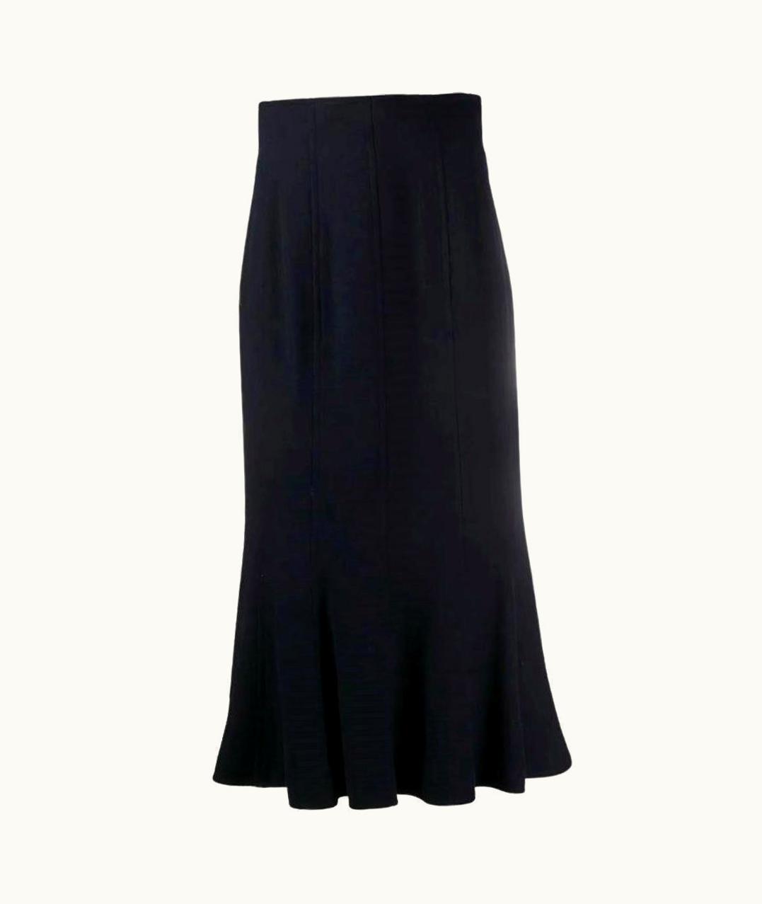 Chanel 90s Chanel Vintage Blue Wool Midi Skirt