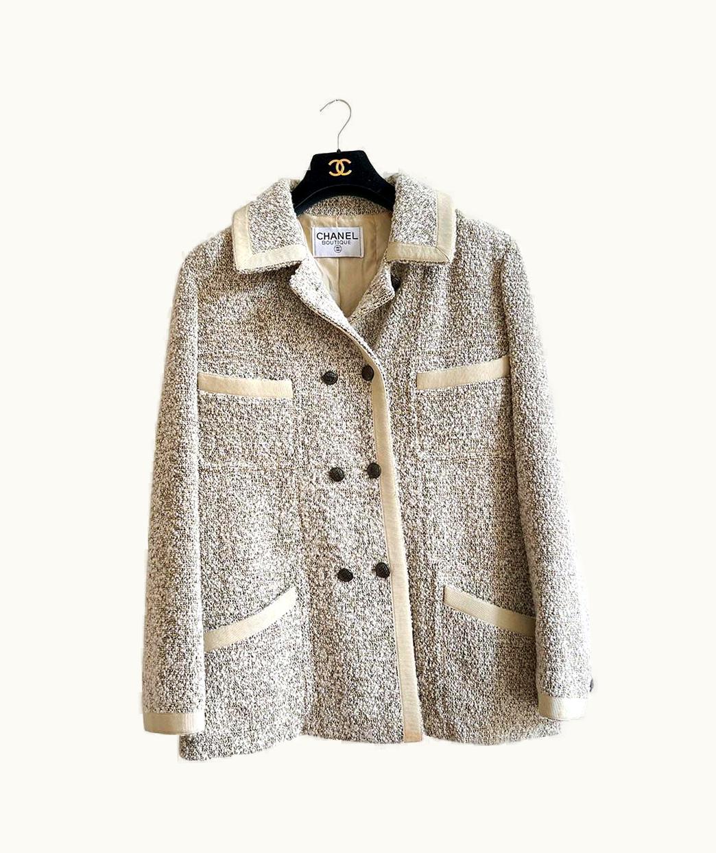 Chanel Chanel Vintage Beige Tweed Jacket, France, 1990s