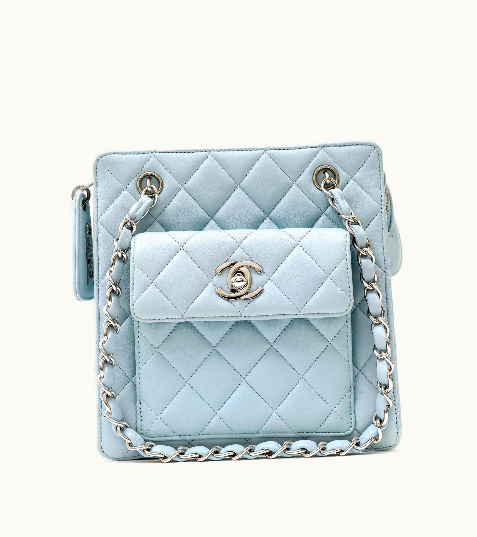 Chanel Chanel Powder Blue Quilted Leather Vintage Mini Tote