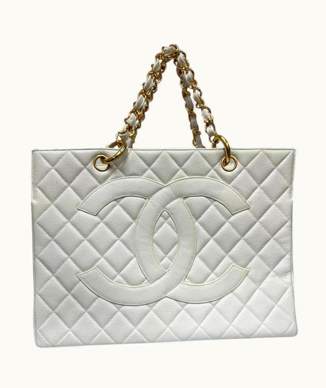 Chanel 1997 Chanel Gst White Leather Top Handle Bag Vintage