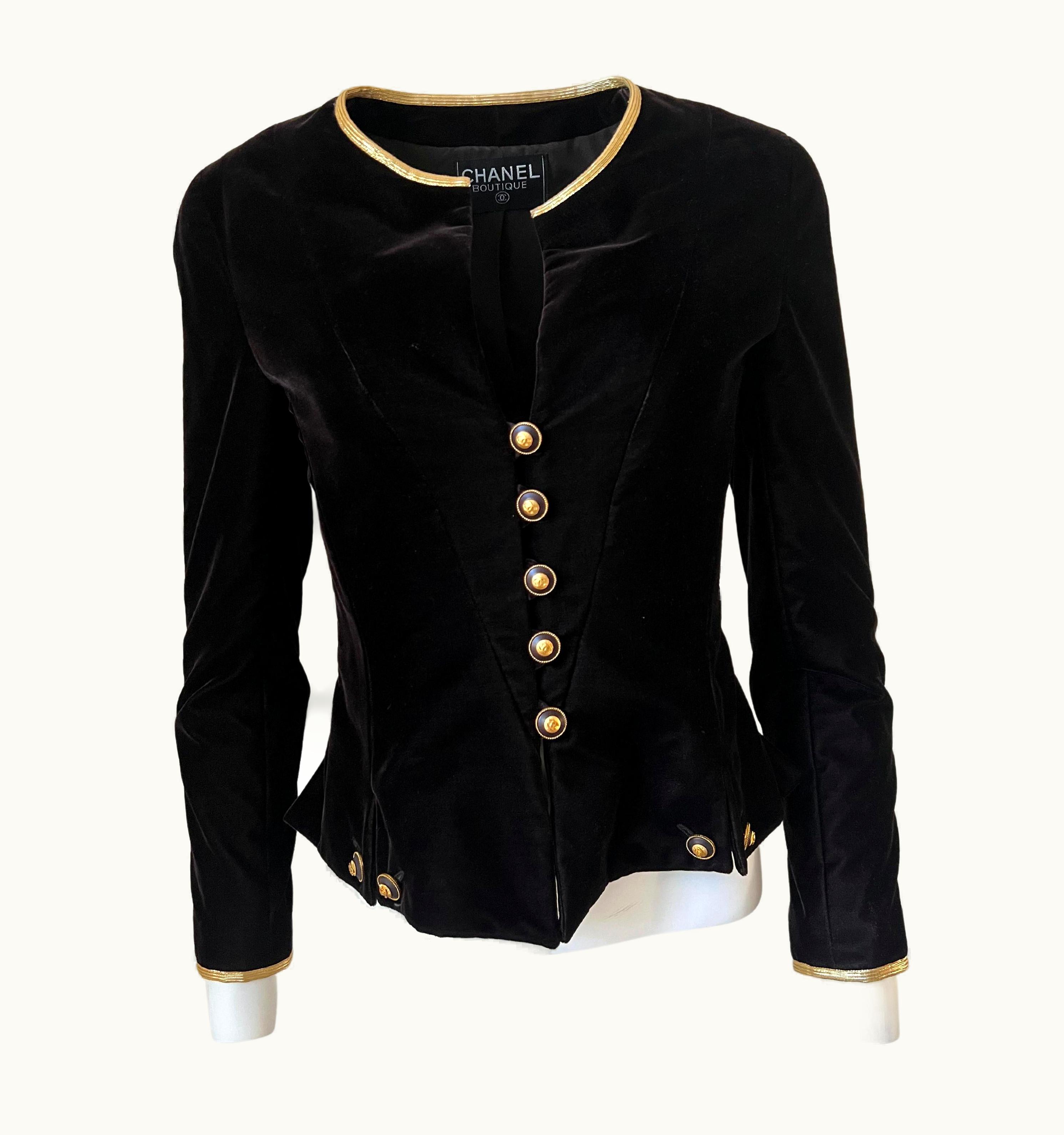 Chanel Gold And Brown Velvet Vintage Chanel Jacket