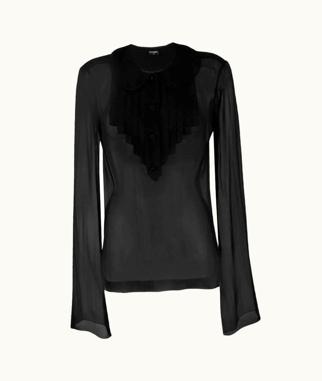 Chanel 90s Chanel Vintage Black Transparent Silk Shirt