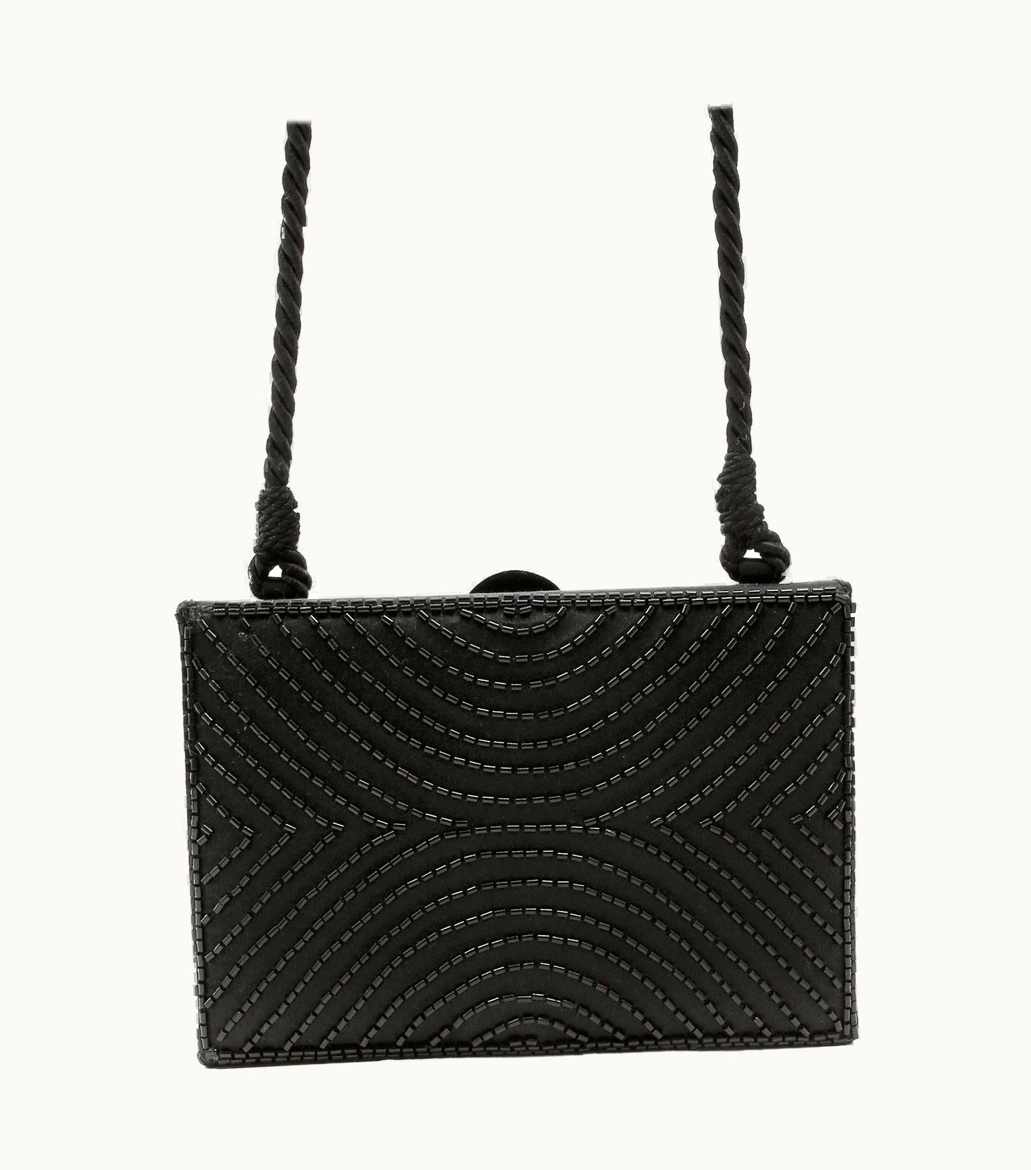 Chanel Chanel Black Vintage Beaded Mini Box Evening Bag