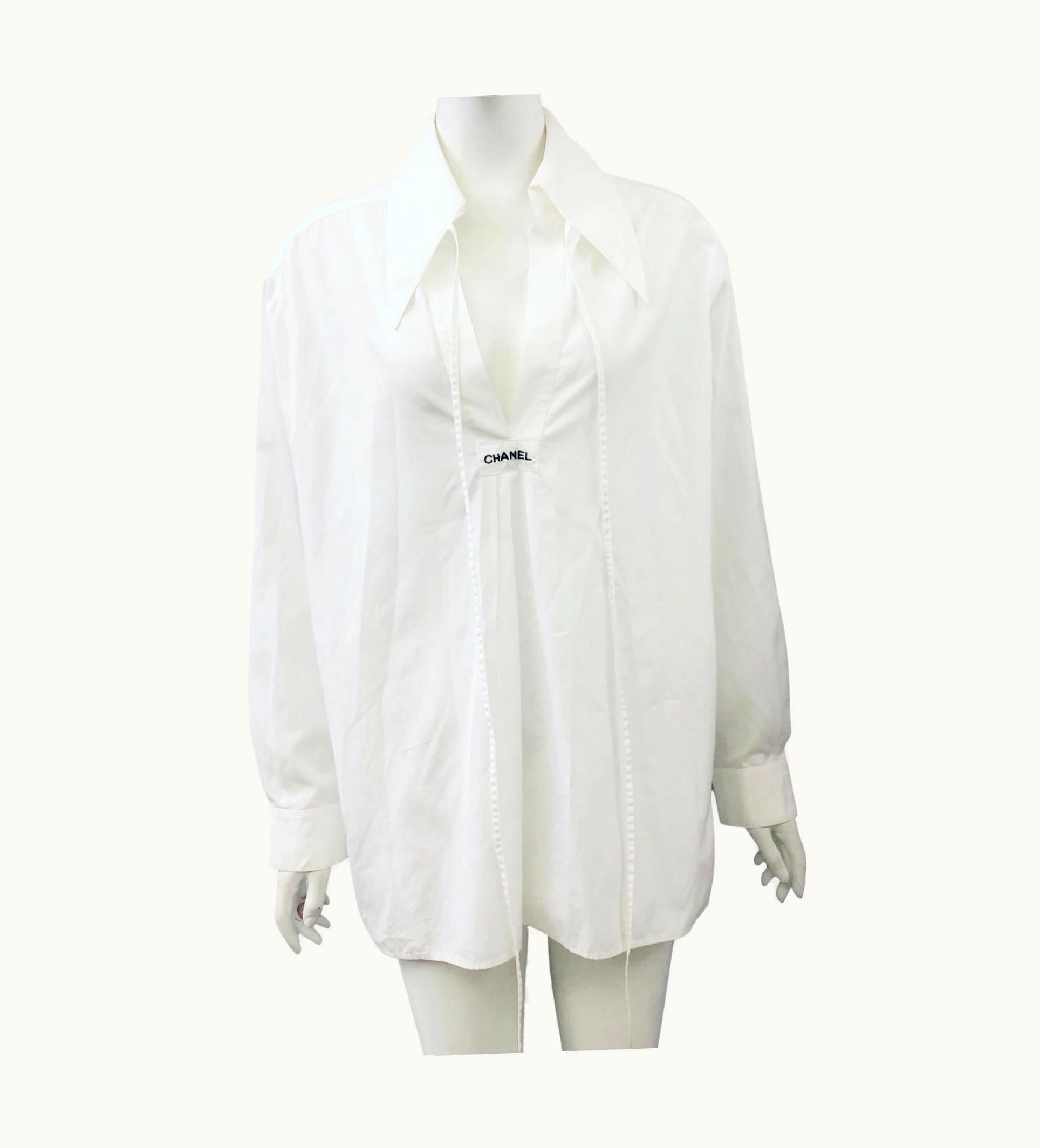 Chanel Vintage Chanel White Sailor Style Collar Shirt