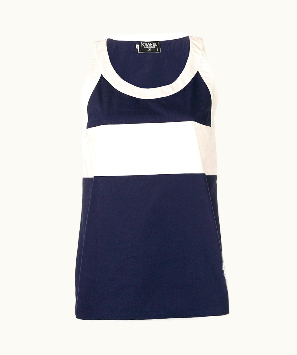 Chanel 90s Chanel Vintage Blue And White Cotton Top