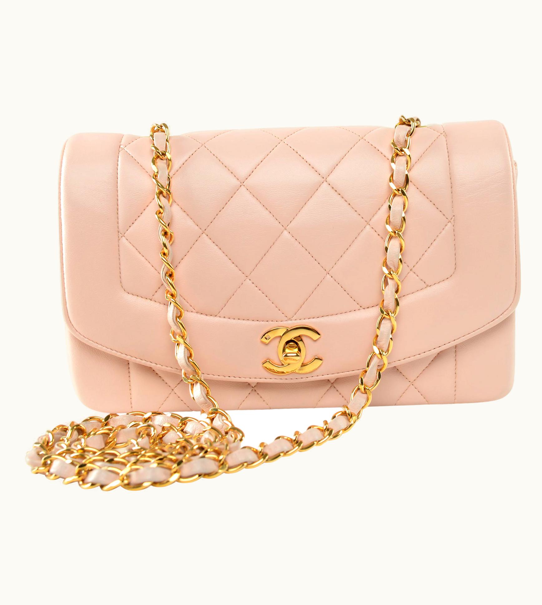 Chanel Chanel Diana Quilted Lambskin Baby Pink Gold Hardware Small