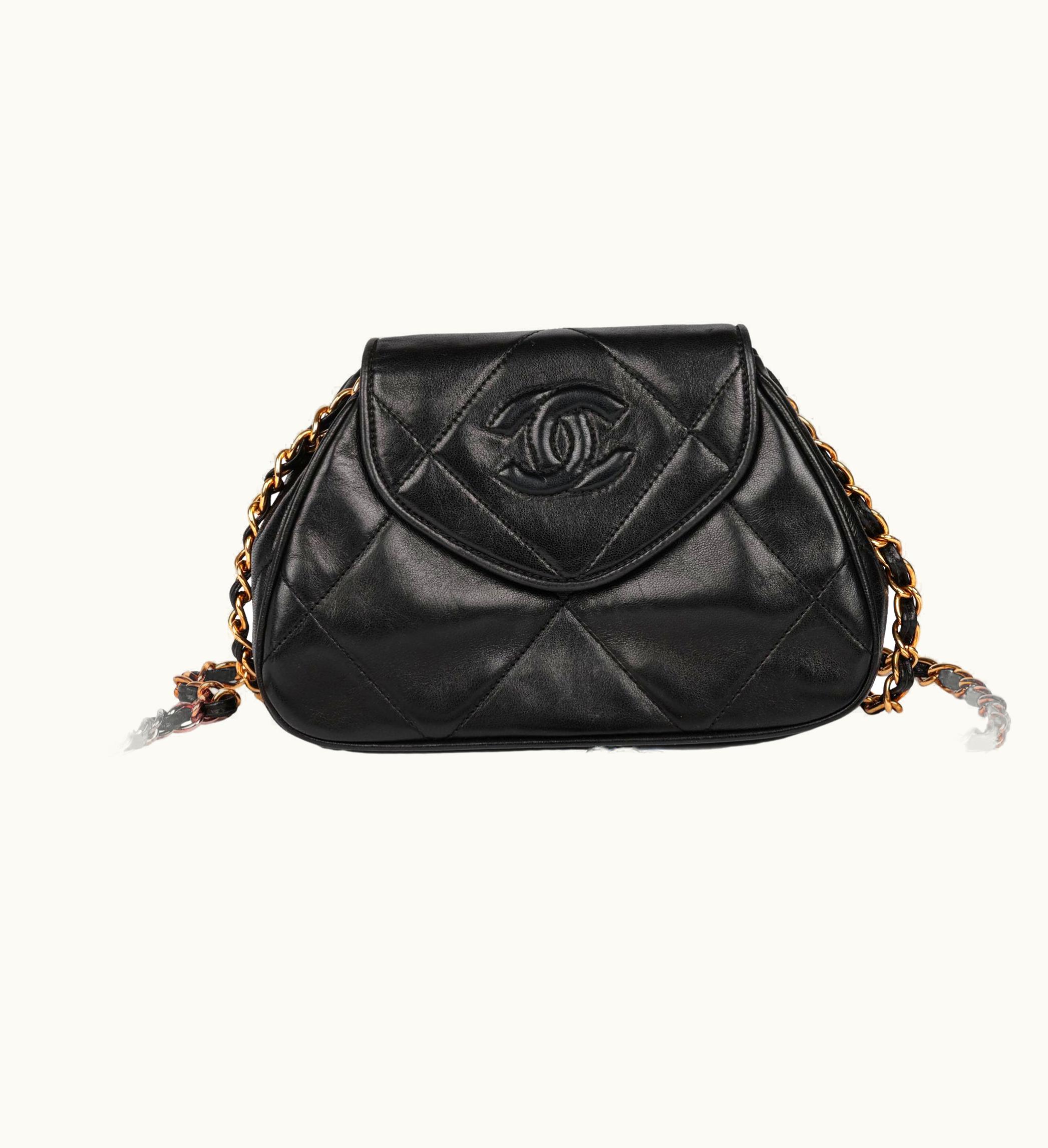Chanel Chanel Black Quilted Lambskin Vintage Timeless Mini Pochette