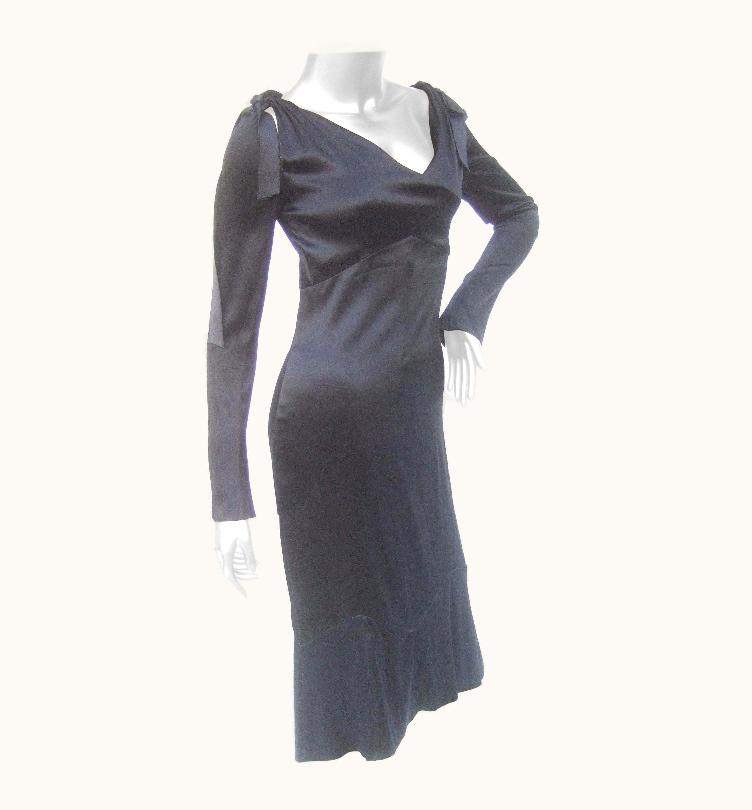 Chanel Chanel Silk Charmeuse Ribbon Trim Cocktail Dress Circa 1990s