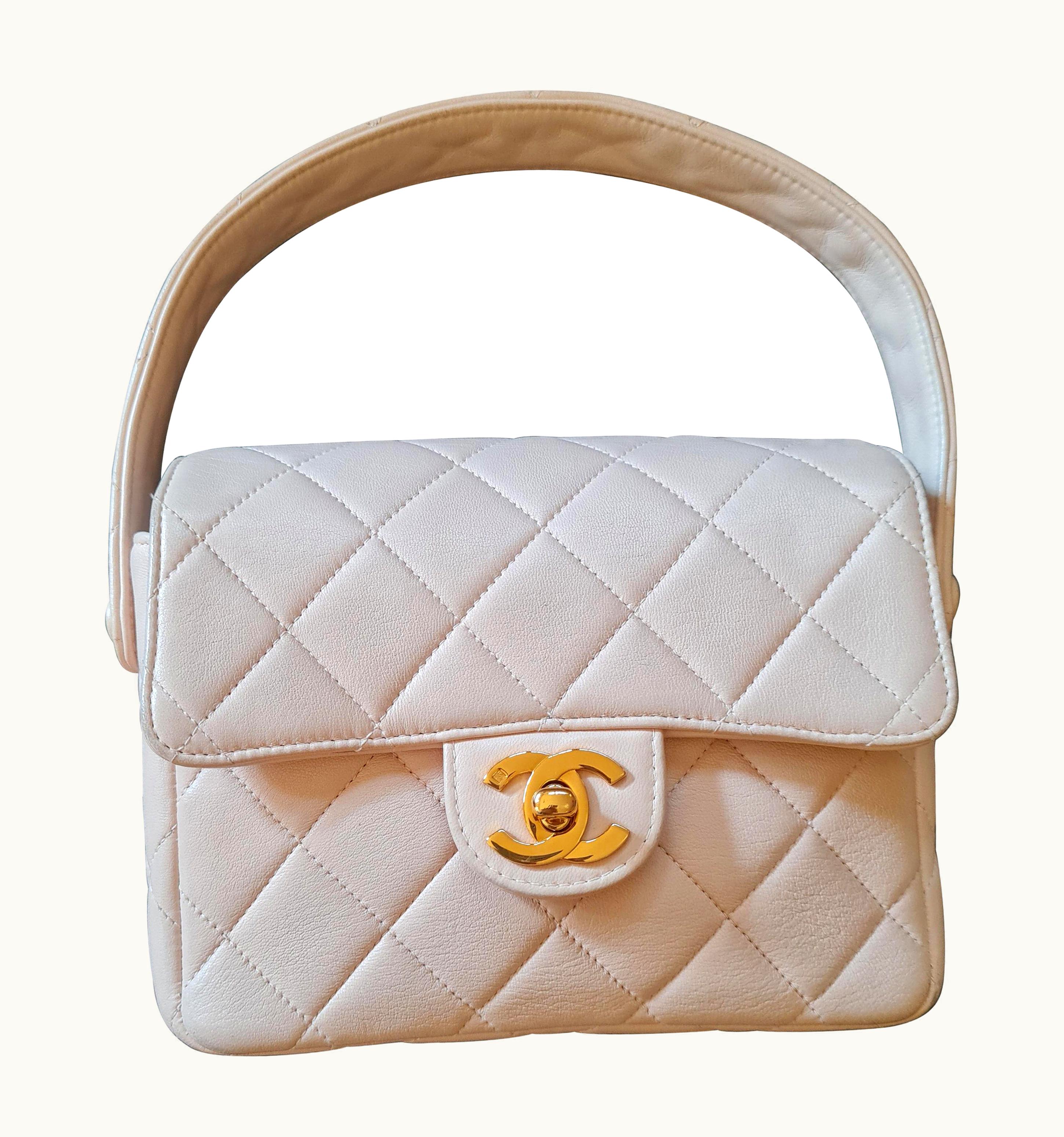Chanel 1990s Chanel Lambskin Quilted Mini Top Handle Bag