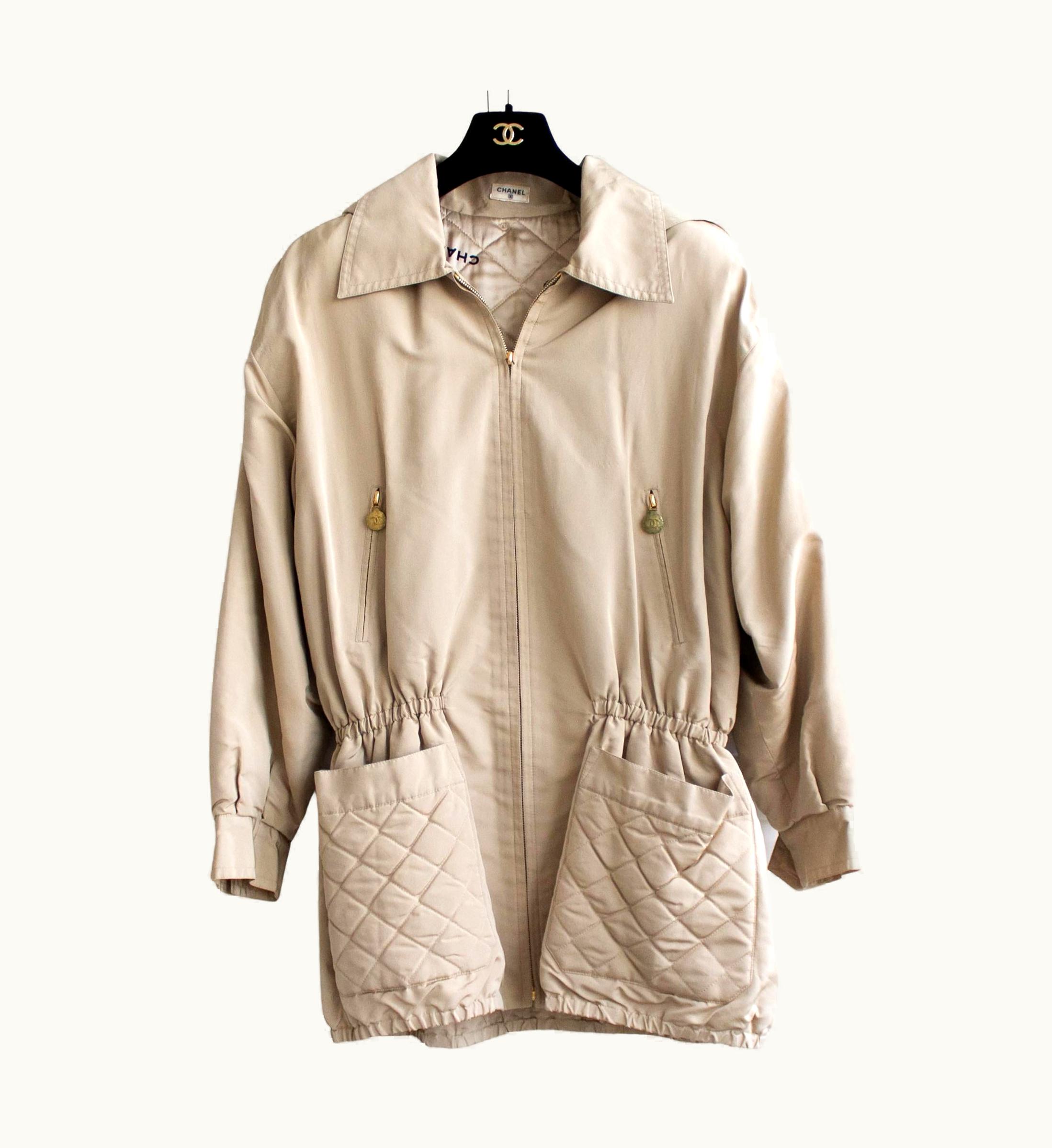 Chanel Chanel Vintage Fall 1994 Beige Black Logo 94a Oversized Trench Jacket Coat