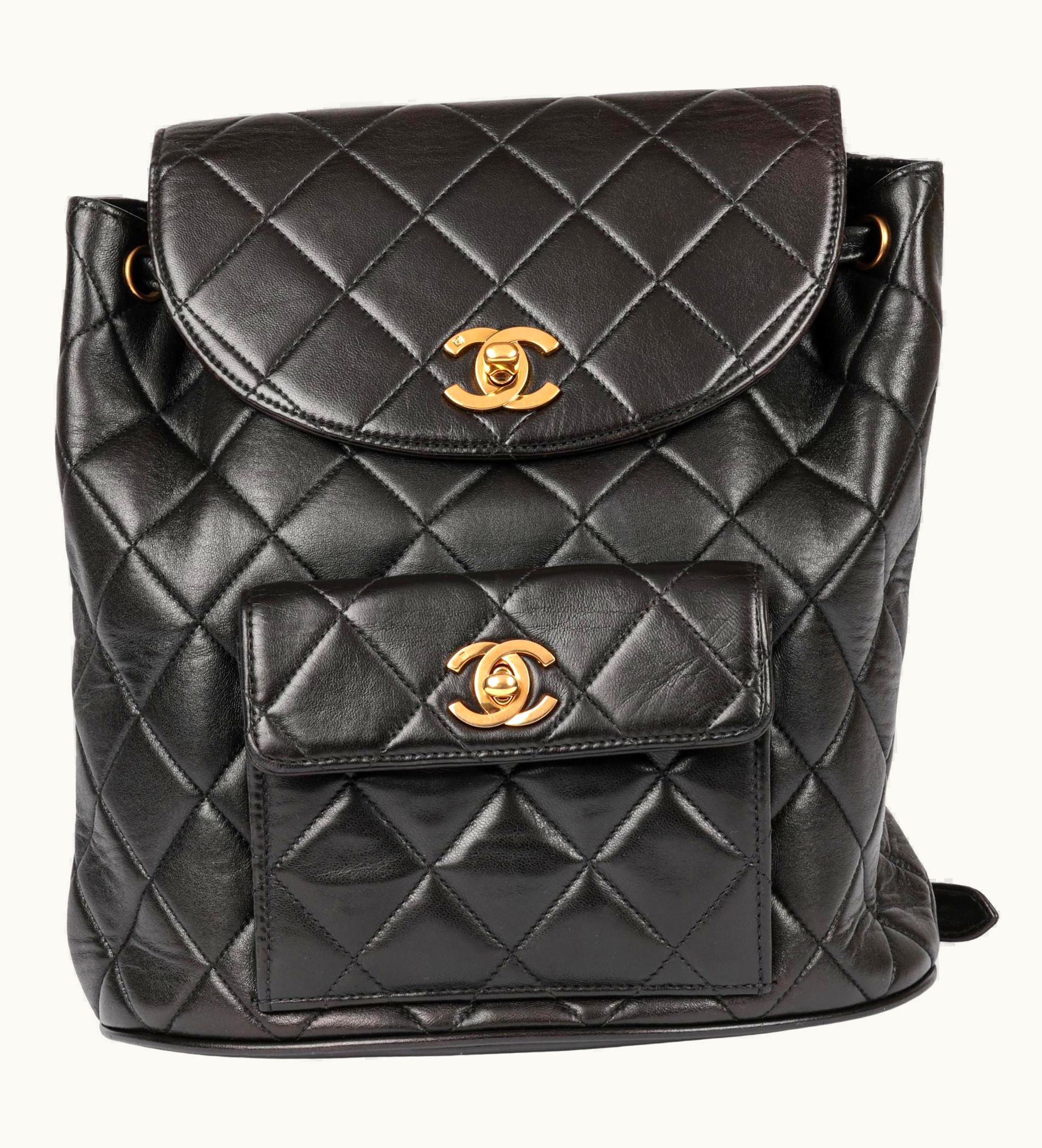 Chanel Chanel Black Quilted Lambskin Vintage Classic Duma Backpack