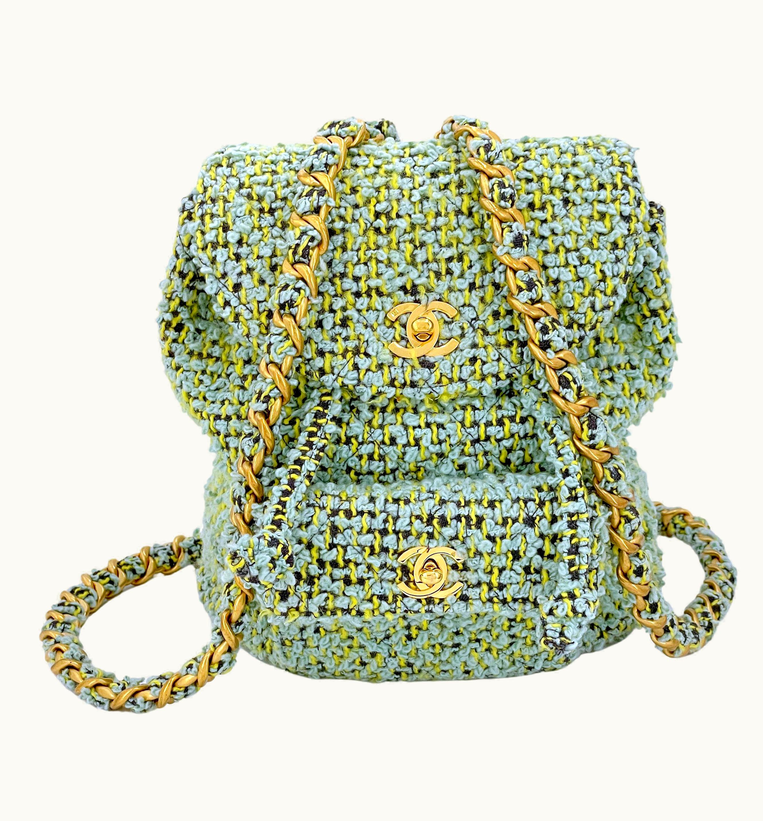 Chanel Chanel 1994 Vintage Green Tweed Duma Backpack Bag
