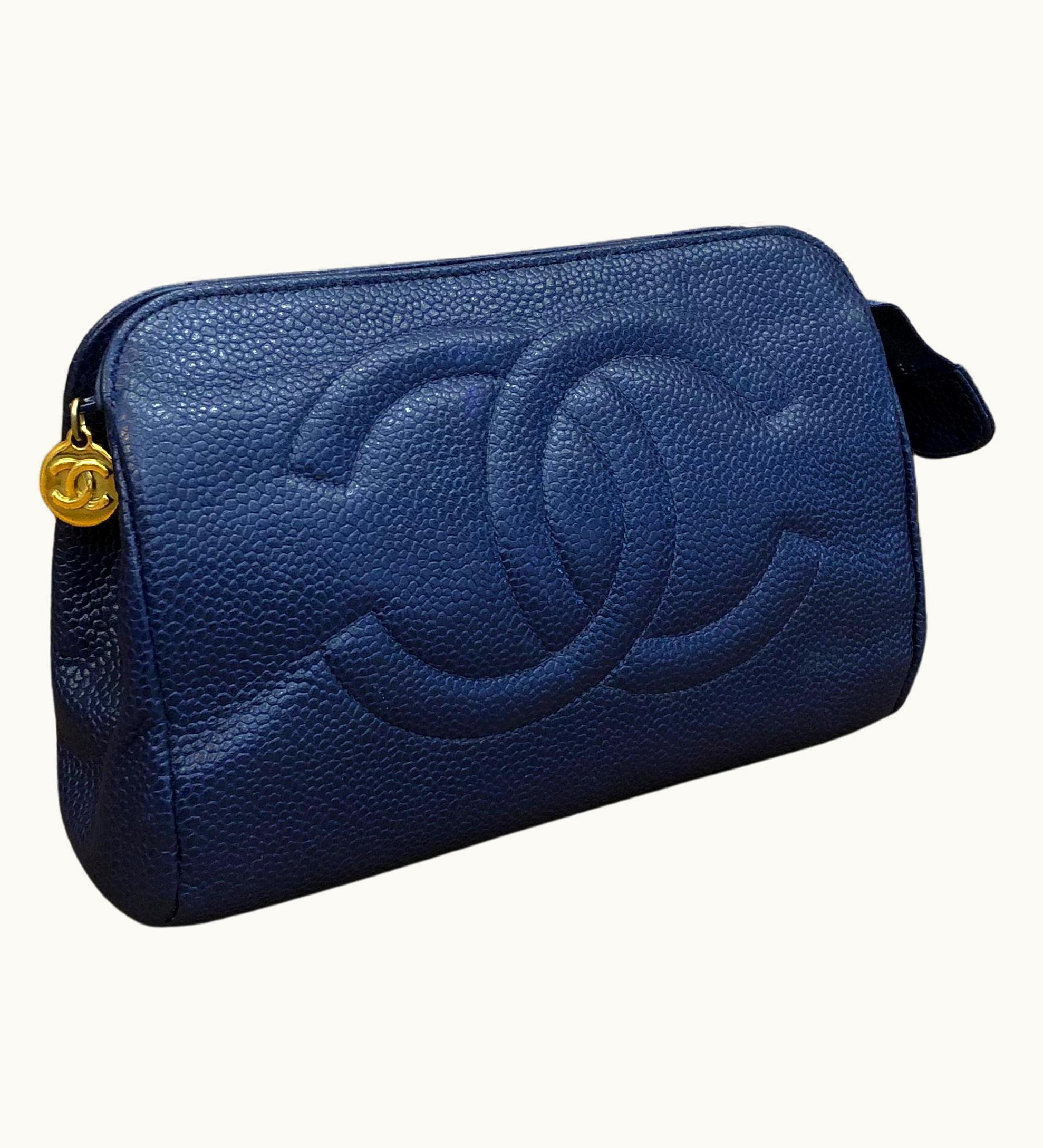 Chanel Vintage Chanel Blue Caviar Leather Pouch Bag Clutch Bag (Altered)