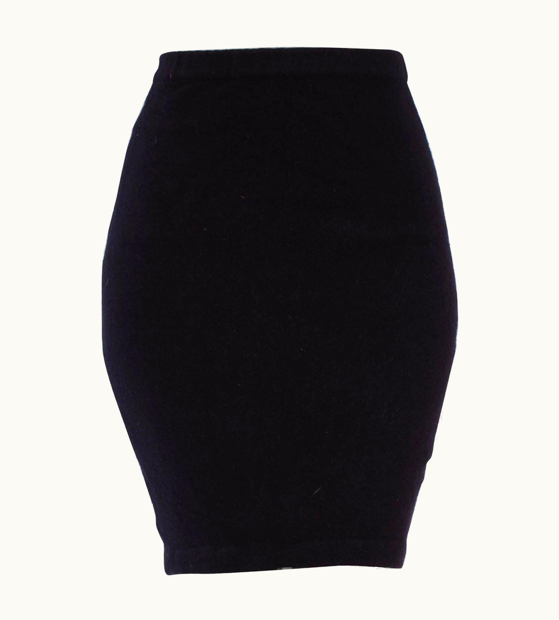 Chanel 1990s Chanel Black Cashmere Knit Long Pencil Skirt
