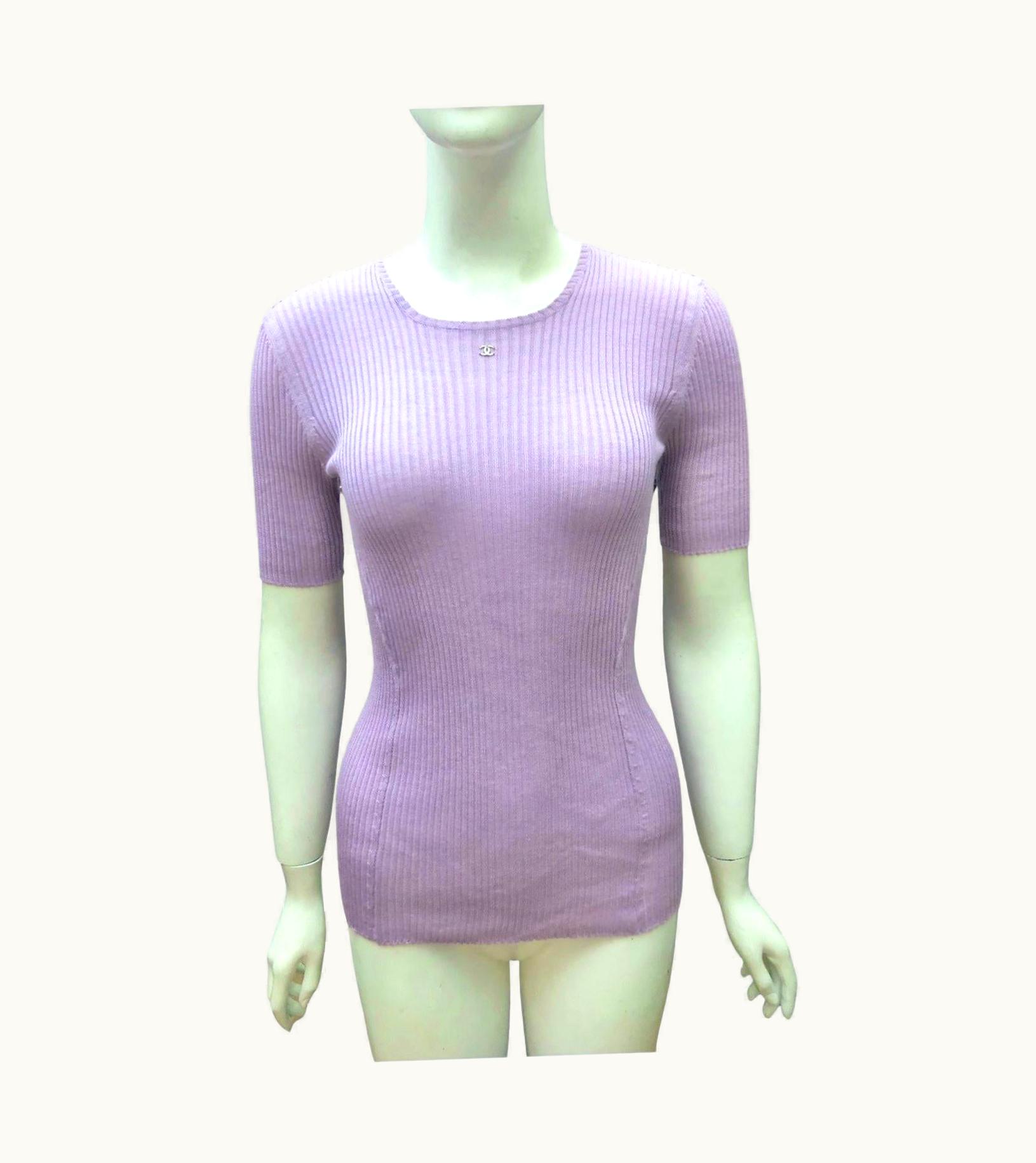 Chanel Chanel Cashmere And Silk Purple Short Sleeves Top
