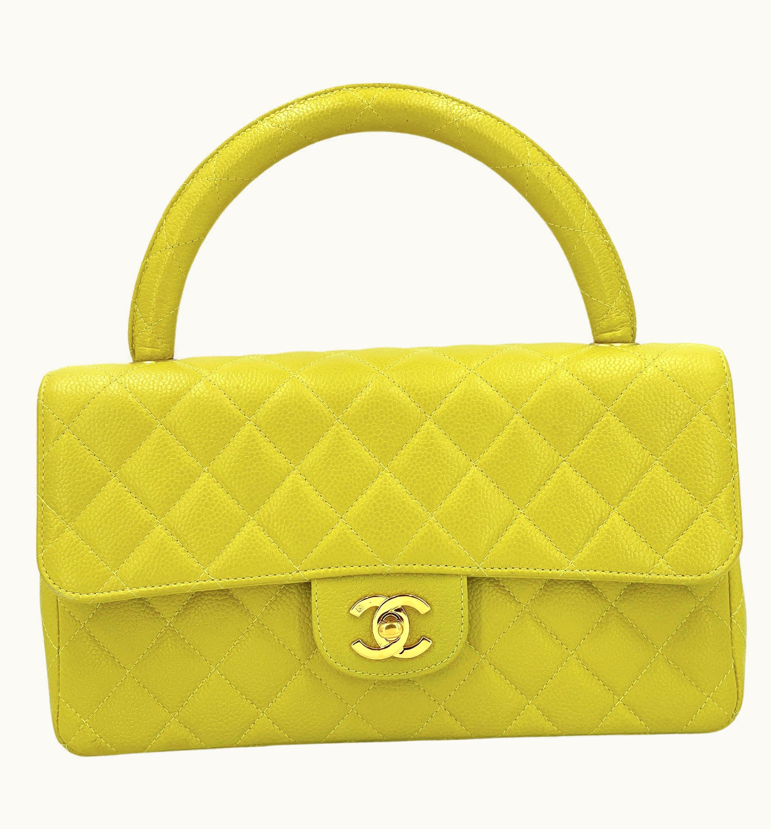 Chanel Chanel 1997 Vintage Chartreuse Green Caviar Kelly Medium Flap Parent Bag 24k Ghw