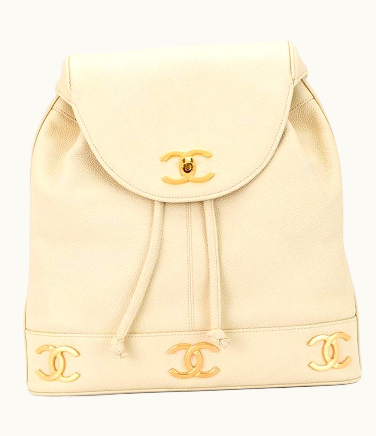 Chanel Chanel Vintage 90' Beige Cream Triple Cc Backpack