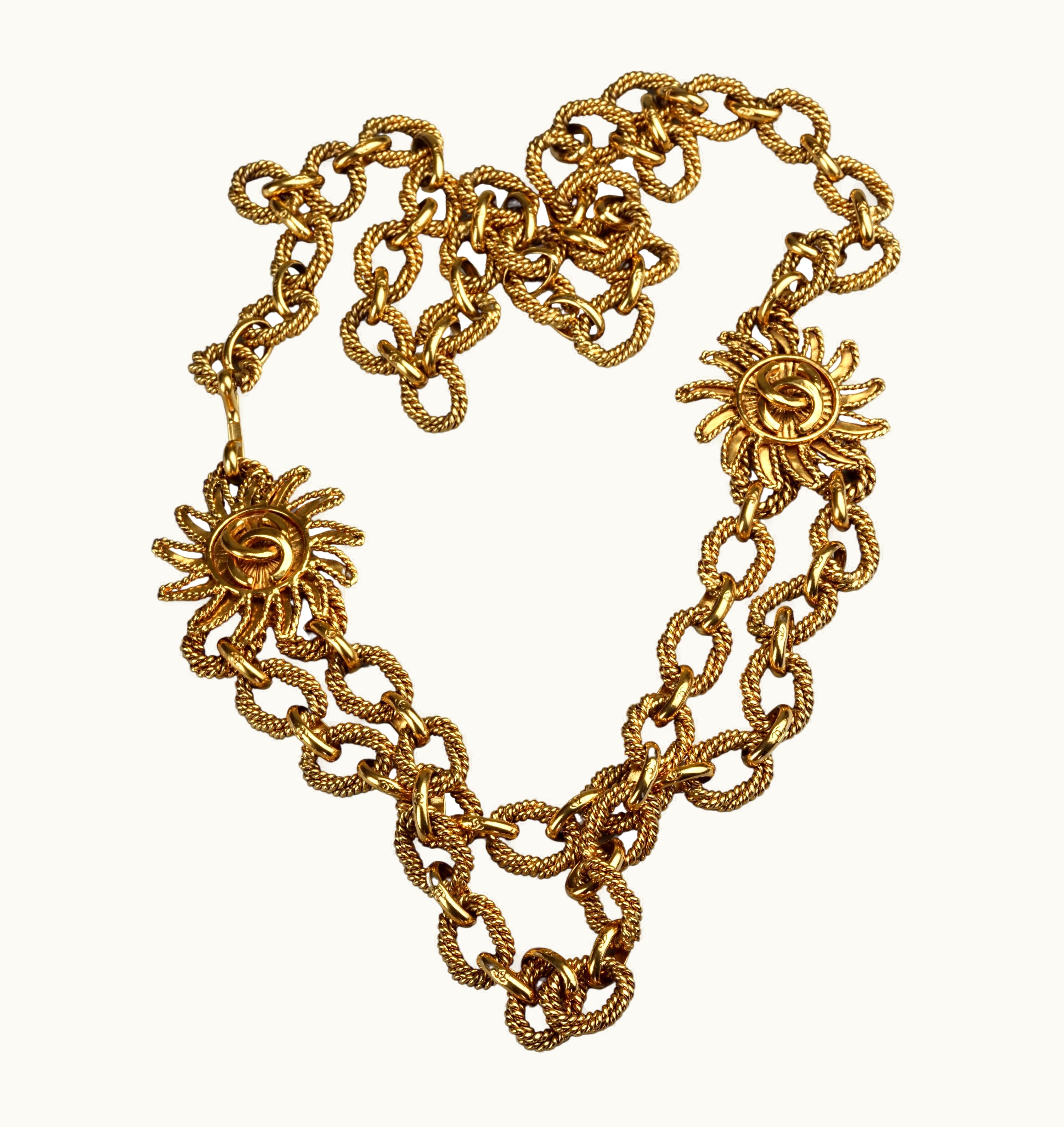 Chanel Vintage 1994 Chanel Logo Sun Medallion Charm Belt