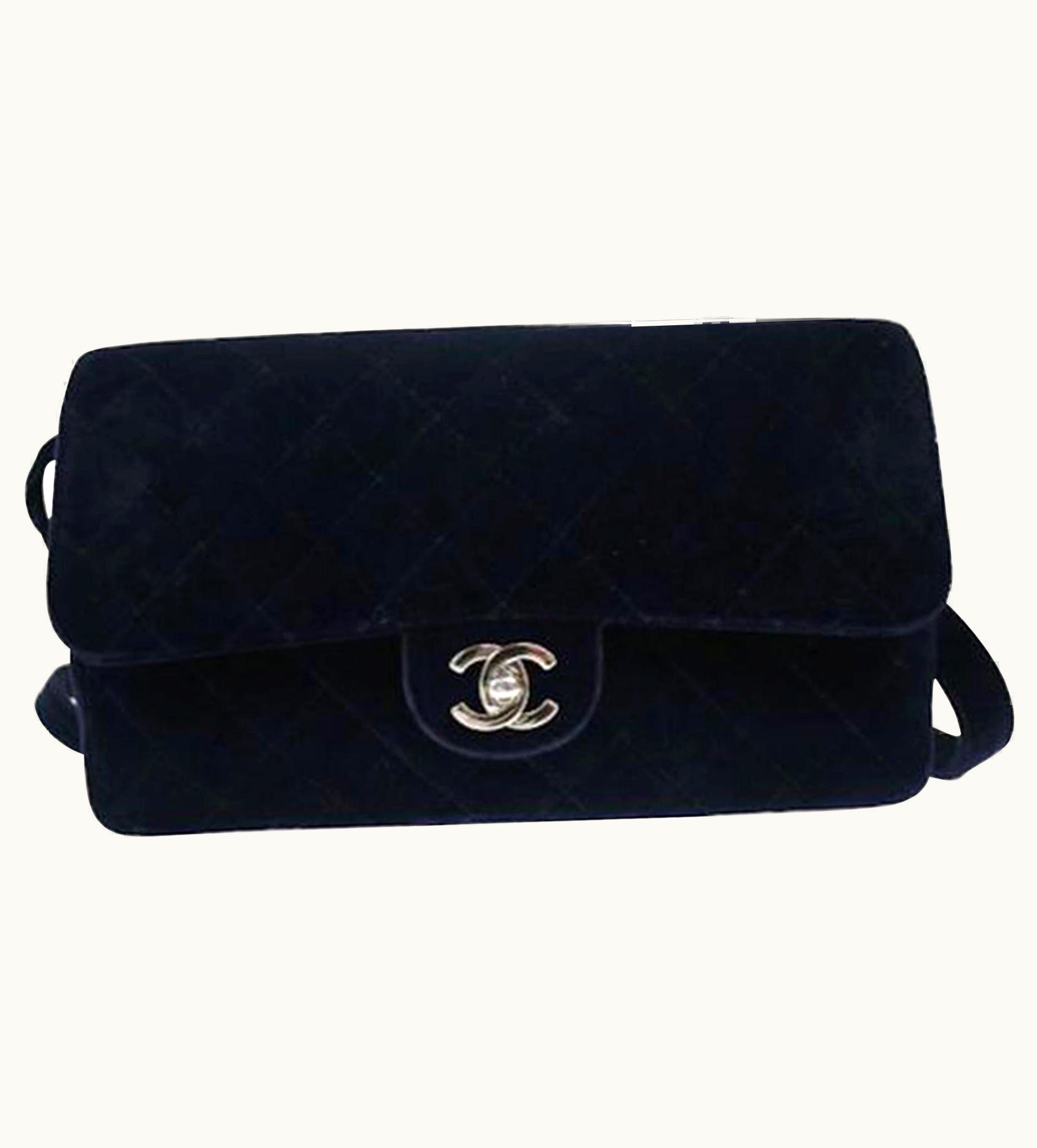Chanel Chanel Vintage Diamond Quilted Navy Blue Velvet Backpack