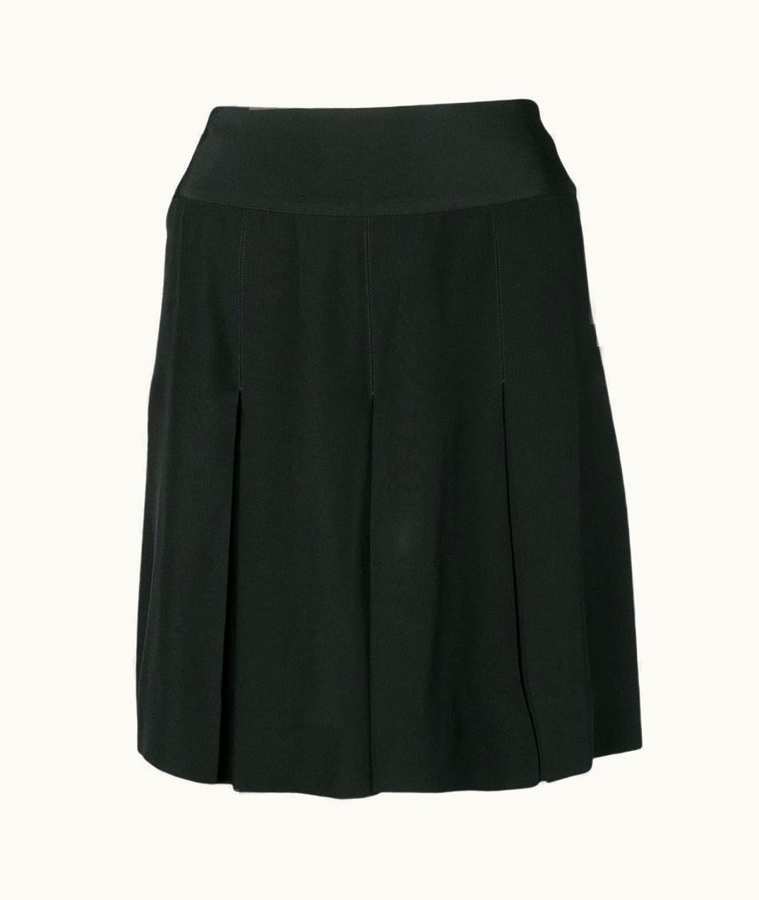 Chanel 90s Chanel Vintage Black Pleated Silk Mini Skirt