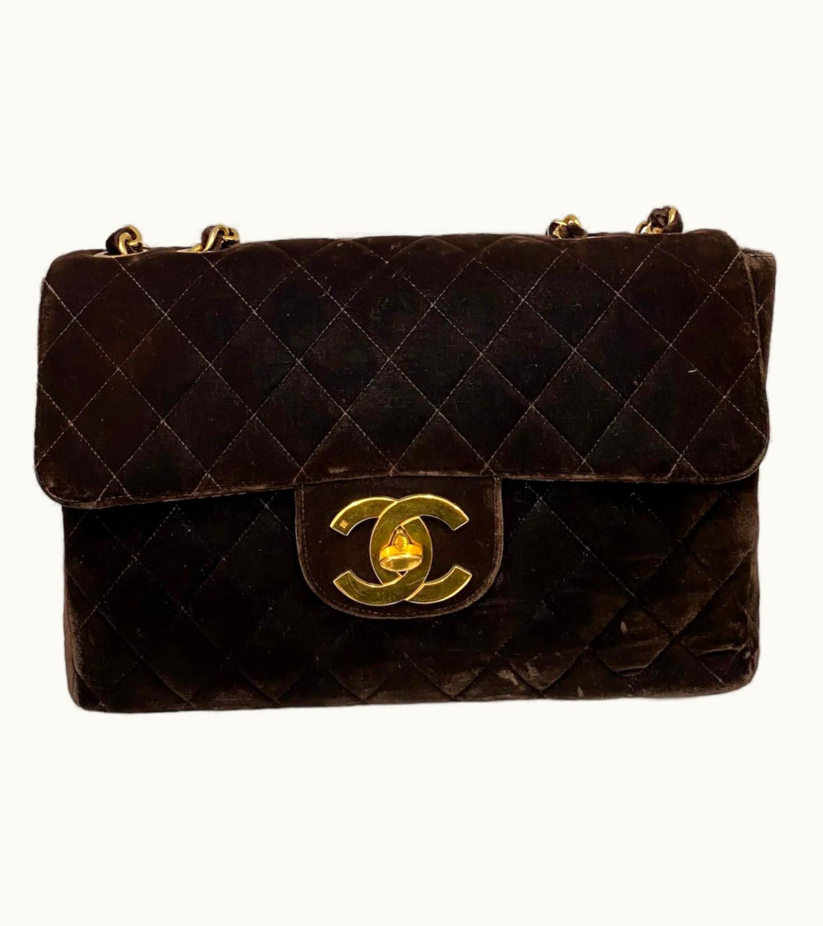 Chanel 90' Chanel Big Logo Maxi Jumbo Brown Velour