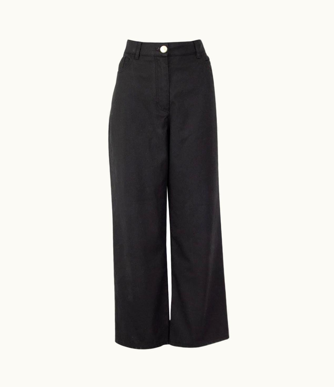 Chanel Chanel Black Cotton Wide Leg Pants 44 Xxl