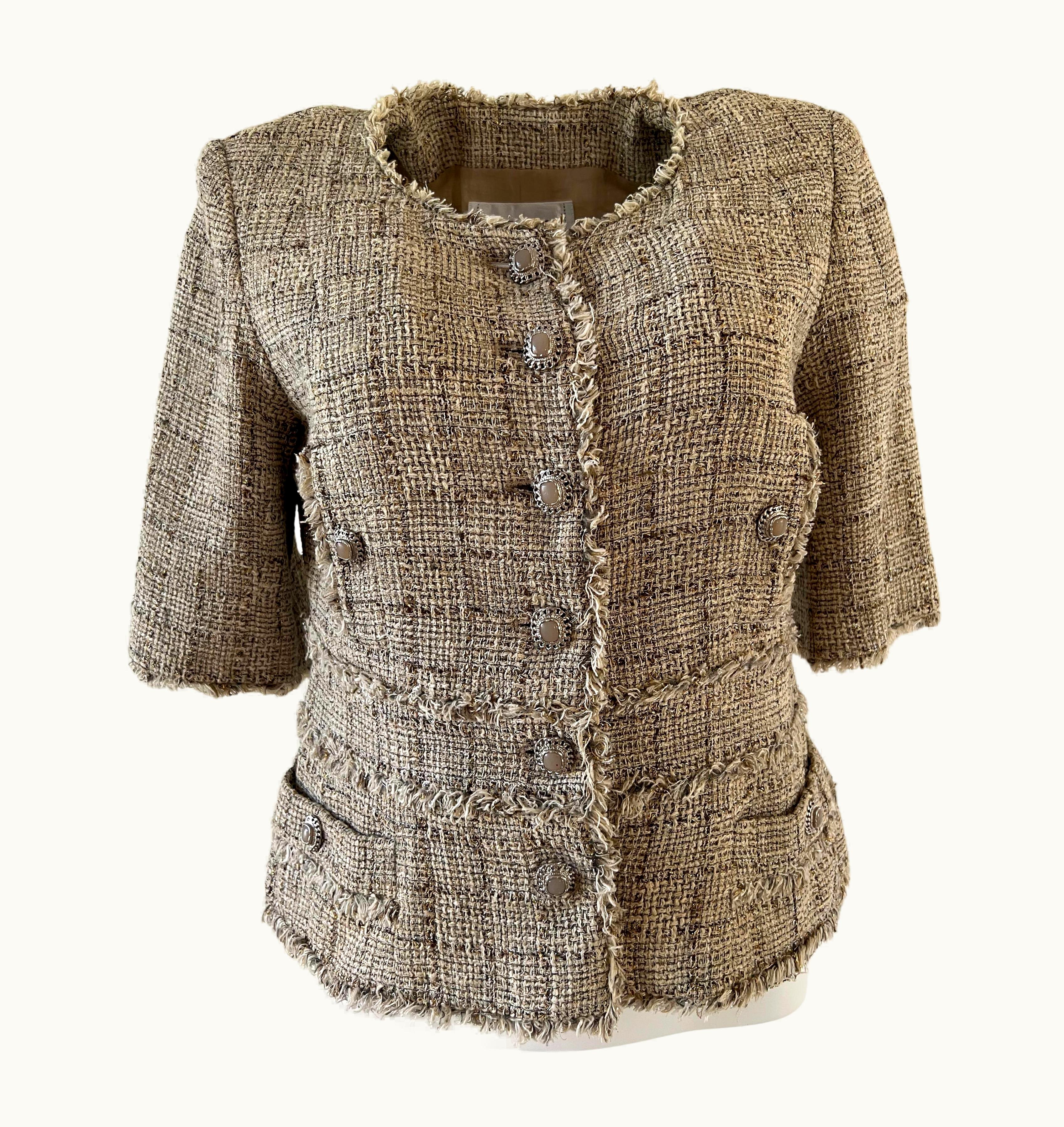 Chanel Vintage Chanel Jacket Beige Tweed Gripoix Buttons 2010