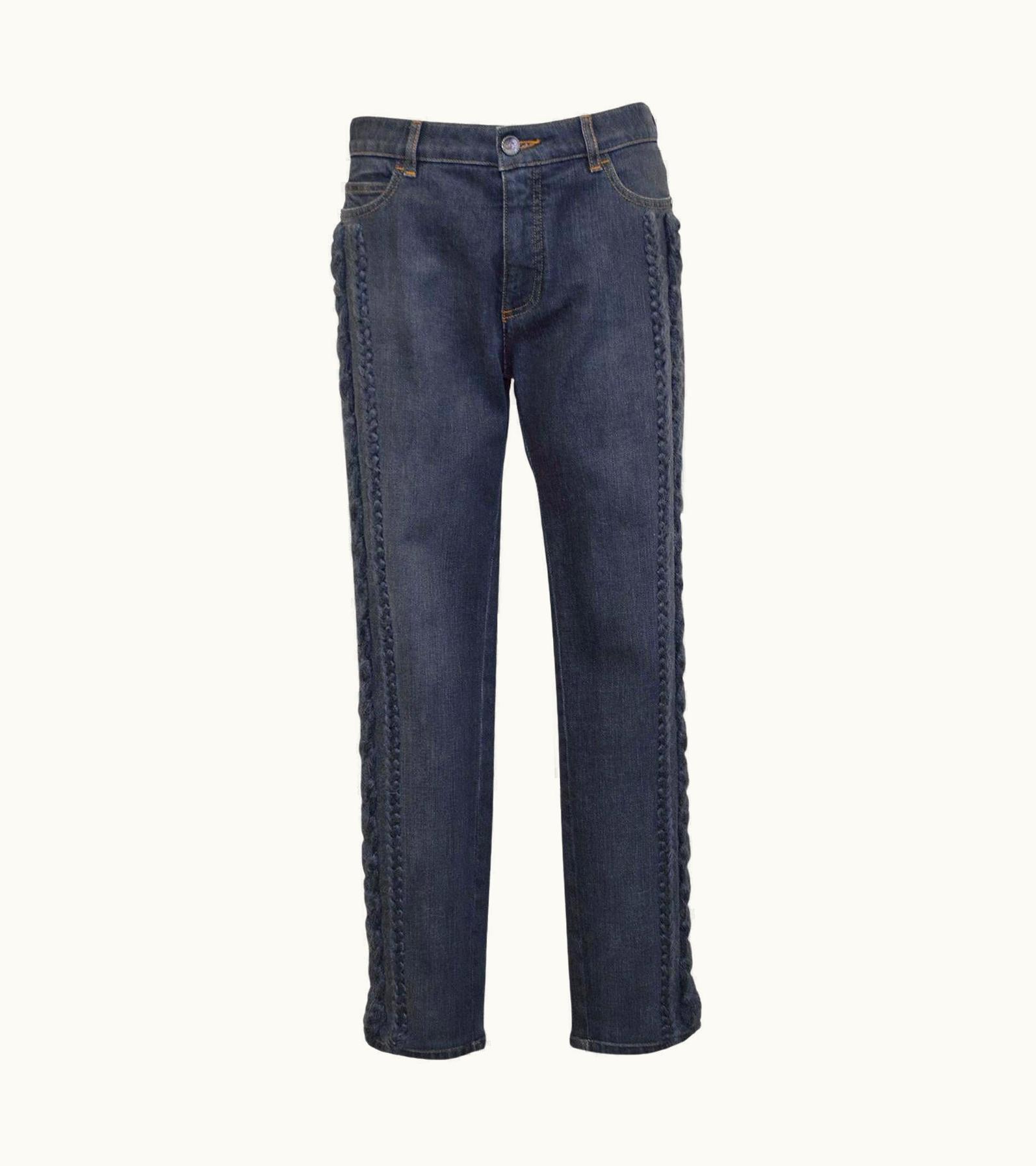 Chanel 1990s Chanel Grey Jeans With Braided Wool Details