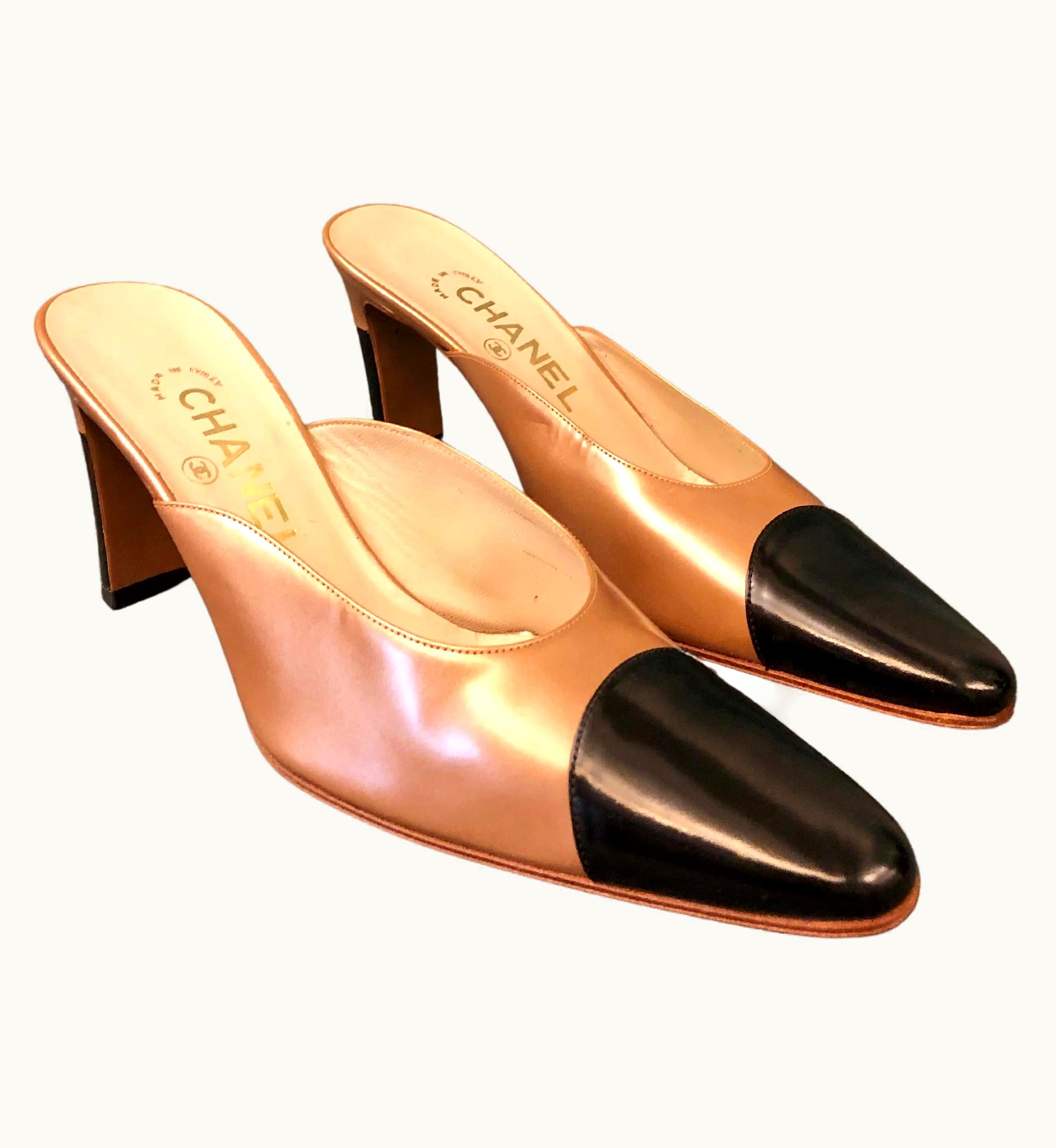 Chanel Unworn Vintage 90s Chanel Bi Toned Patent Heels