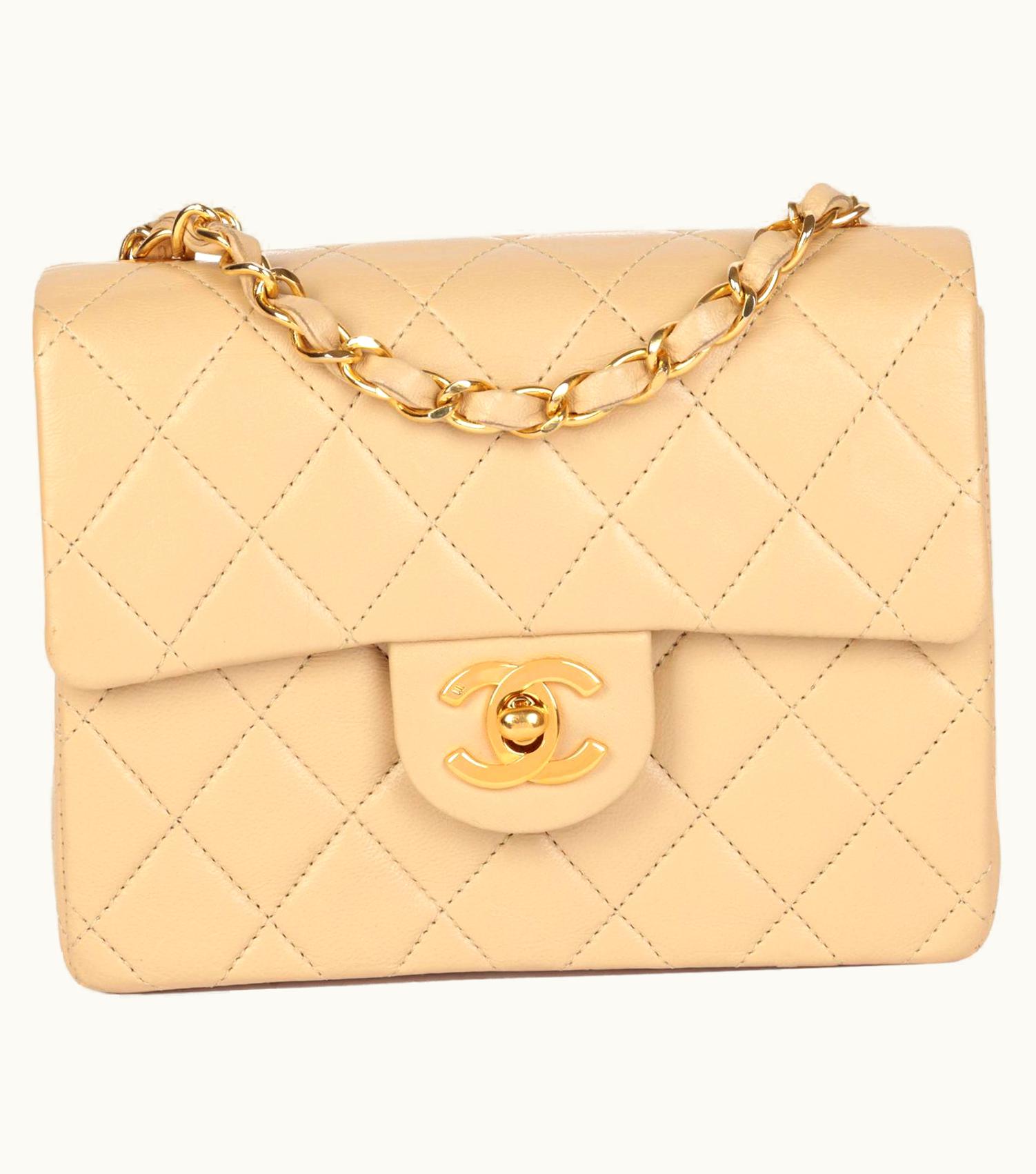 Chanel Chanel Beige Quilted Lambskin Vintage Square Mini Flap Bag UZ0591614