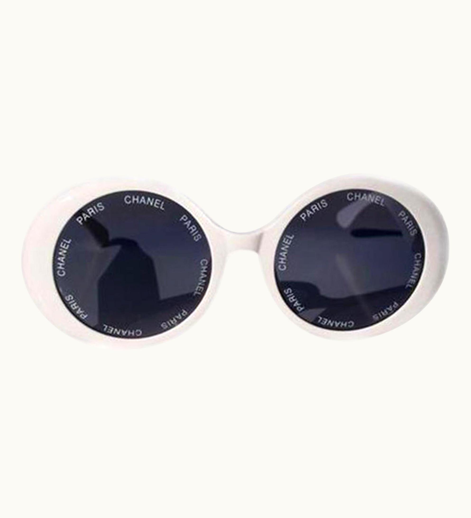 Chanel Chanel White Rare 1993 Spring Summer Runway Vintage Sunglasses
