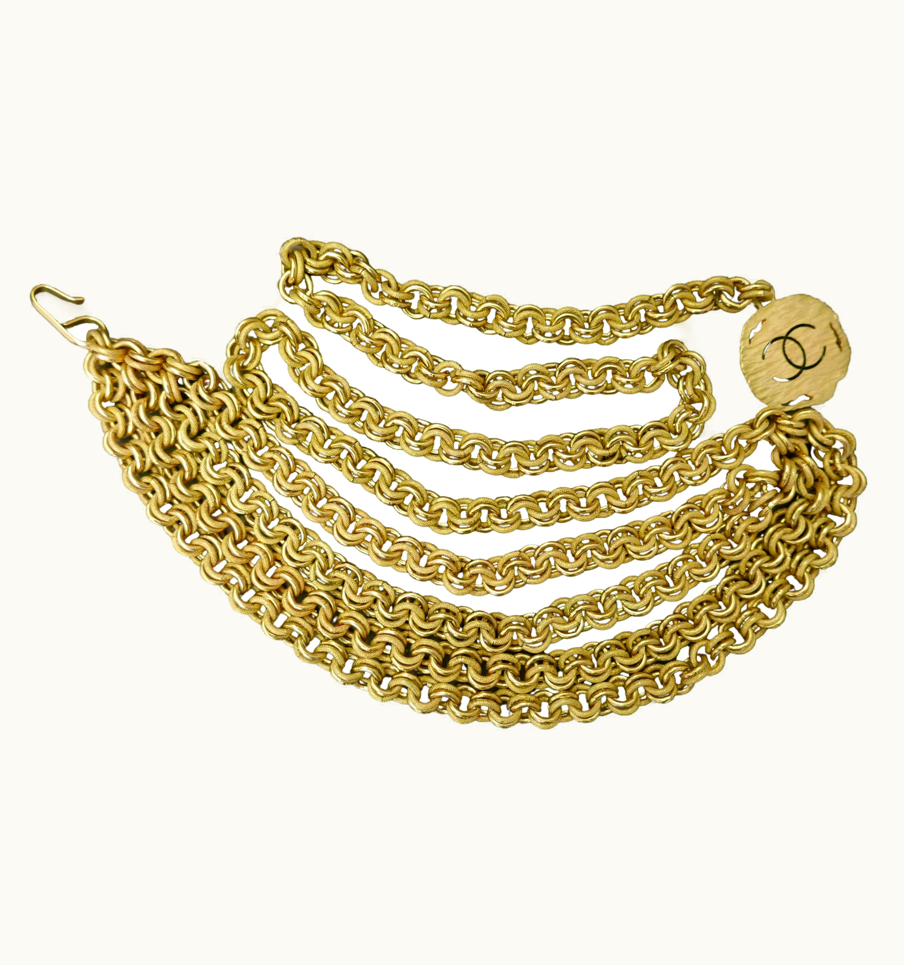 Chanel 1994 Vintage Chanel Gold Toned Quadruple Chain Belt Necklace