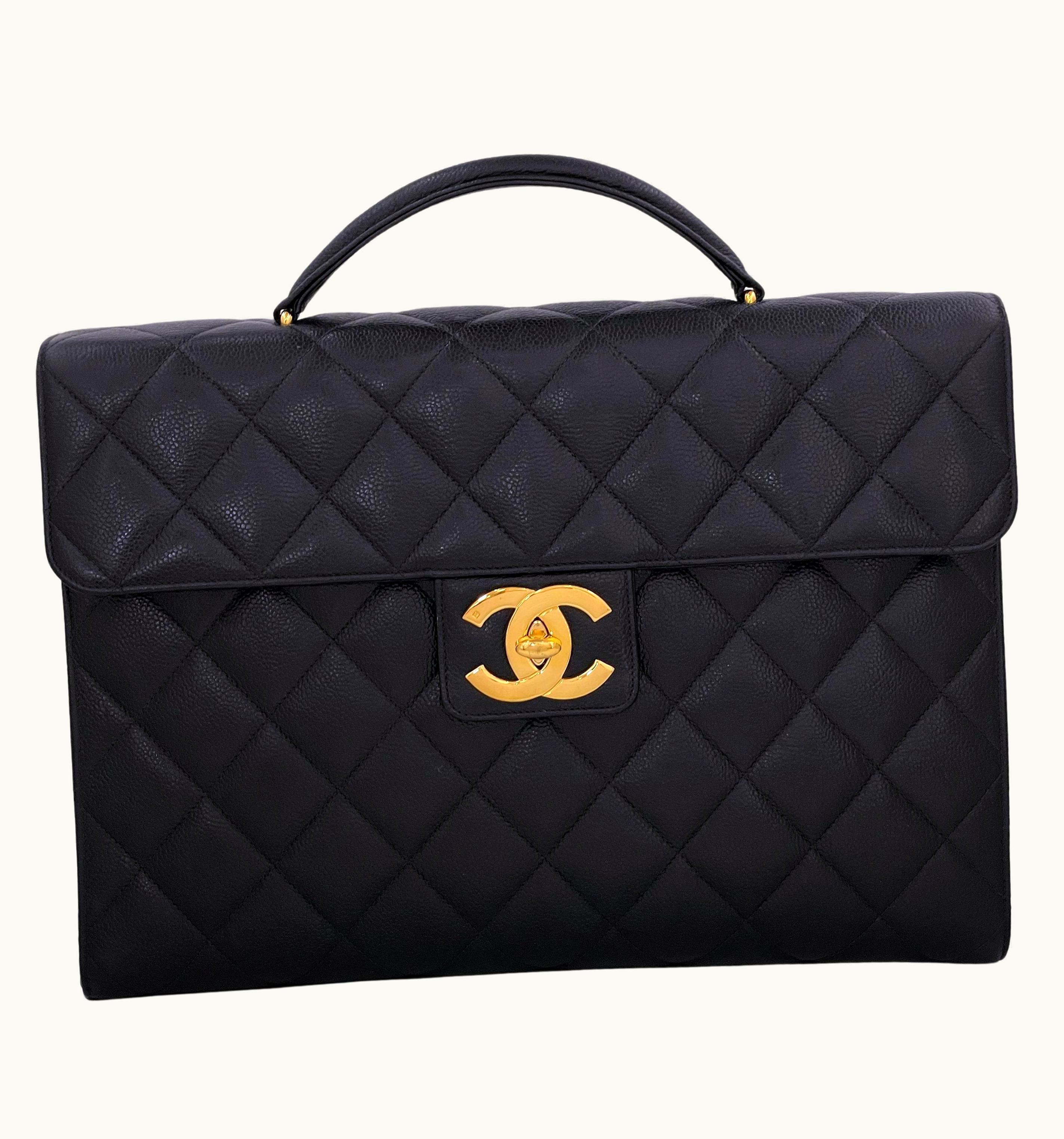 Chanel Chanel Vintage Black Caviar Briefcase Tote Bag 24k Ghw
