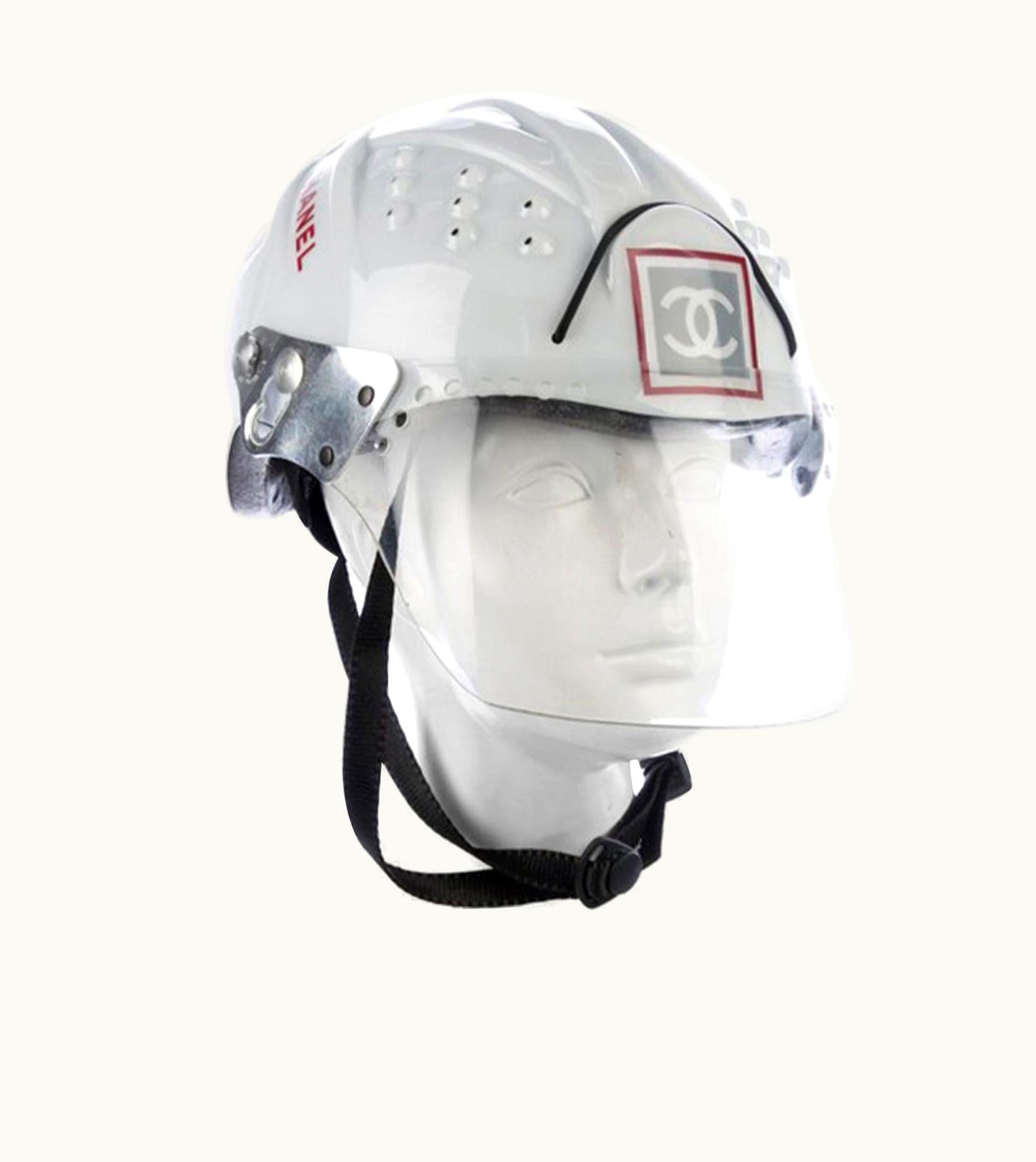 Chanel Chanel White Logo Vintage Mountaineer Helmet Limited Edition Novelty Hat