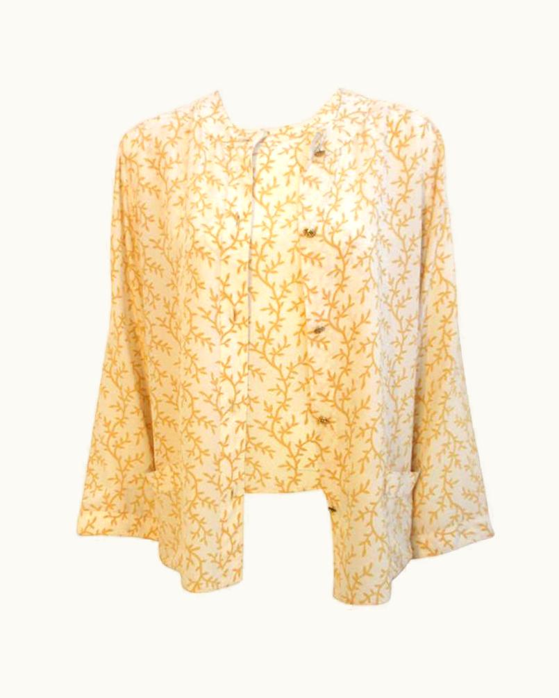 Chanel Chanel 2pc Cream/Yellow Silk Blouse And Tank Set