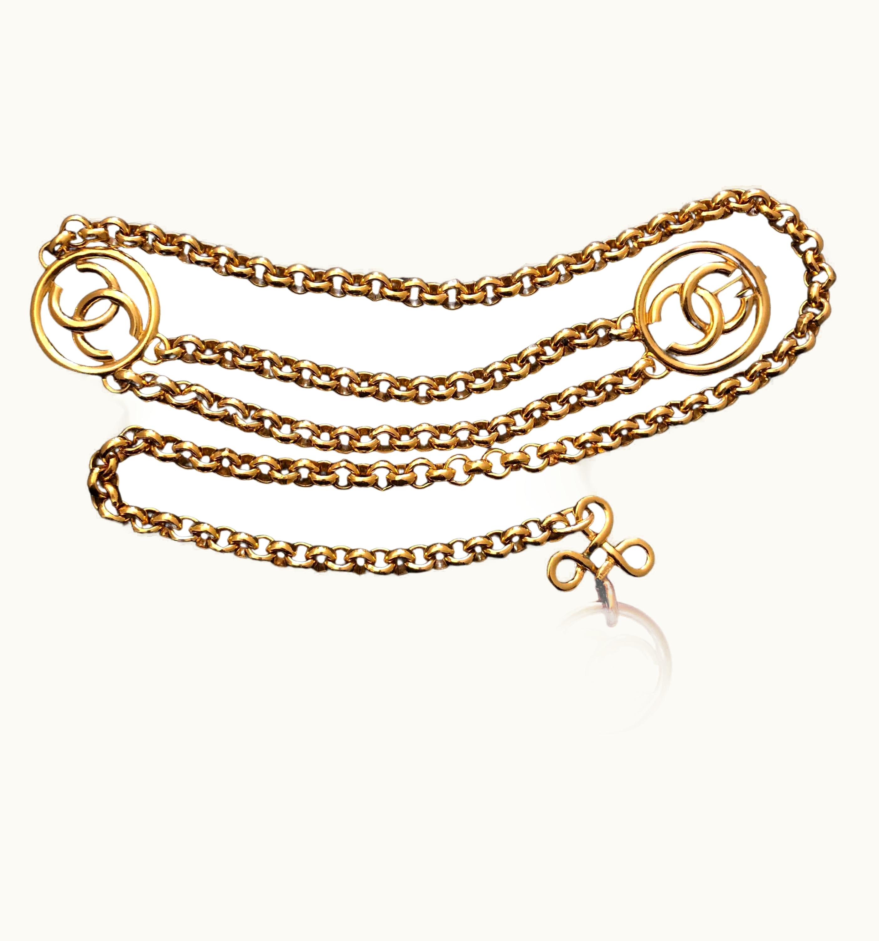 Chanel 1993 Vintage Chanel Gold Toned Clover Cc Chain Belt