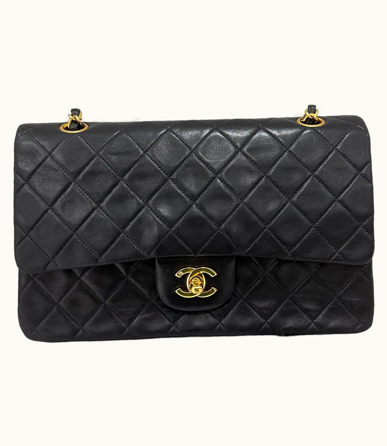 Chanel 1996 Chanel Timeless Classic 2.55 Black Leather Top Shoulder Bag