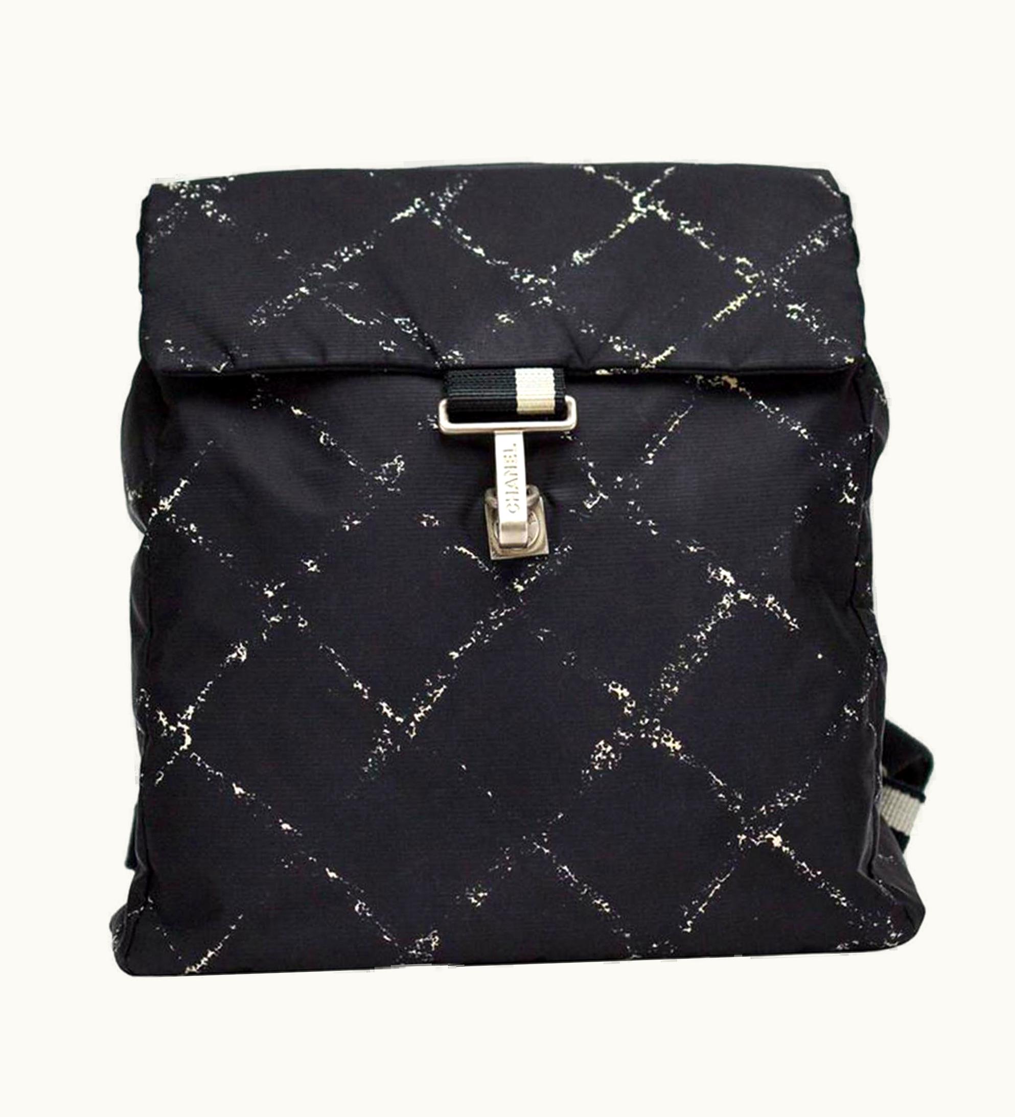 Chanel Chanel Vintage Diamond Quilted Graphic Stitched Black Nylon Backpack