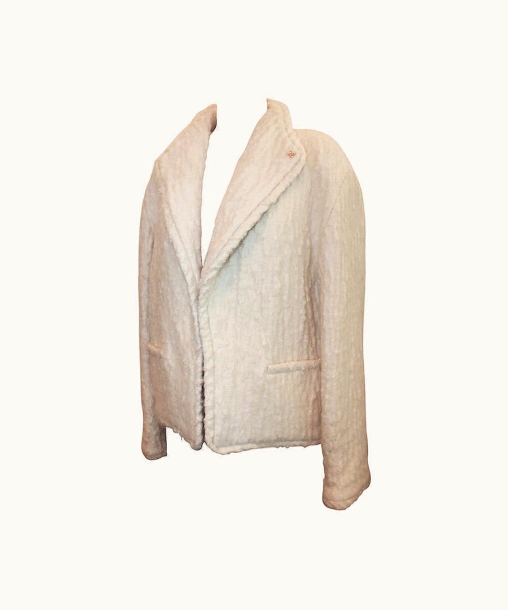 Chanel Chanel 1998 Vintage Creme Mohair & Wool Blend Jacket