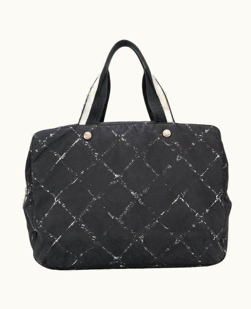 Chanel 90s Chanel Vintage Dark Blue Technical Fabric 90s Handbag