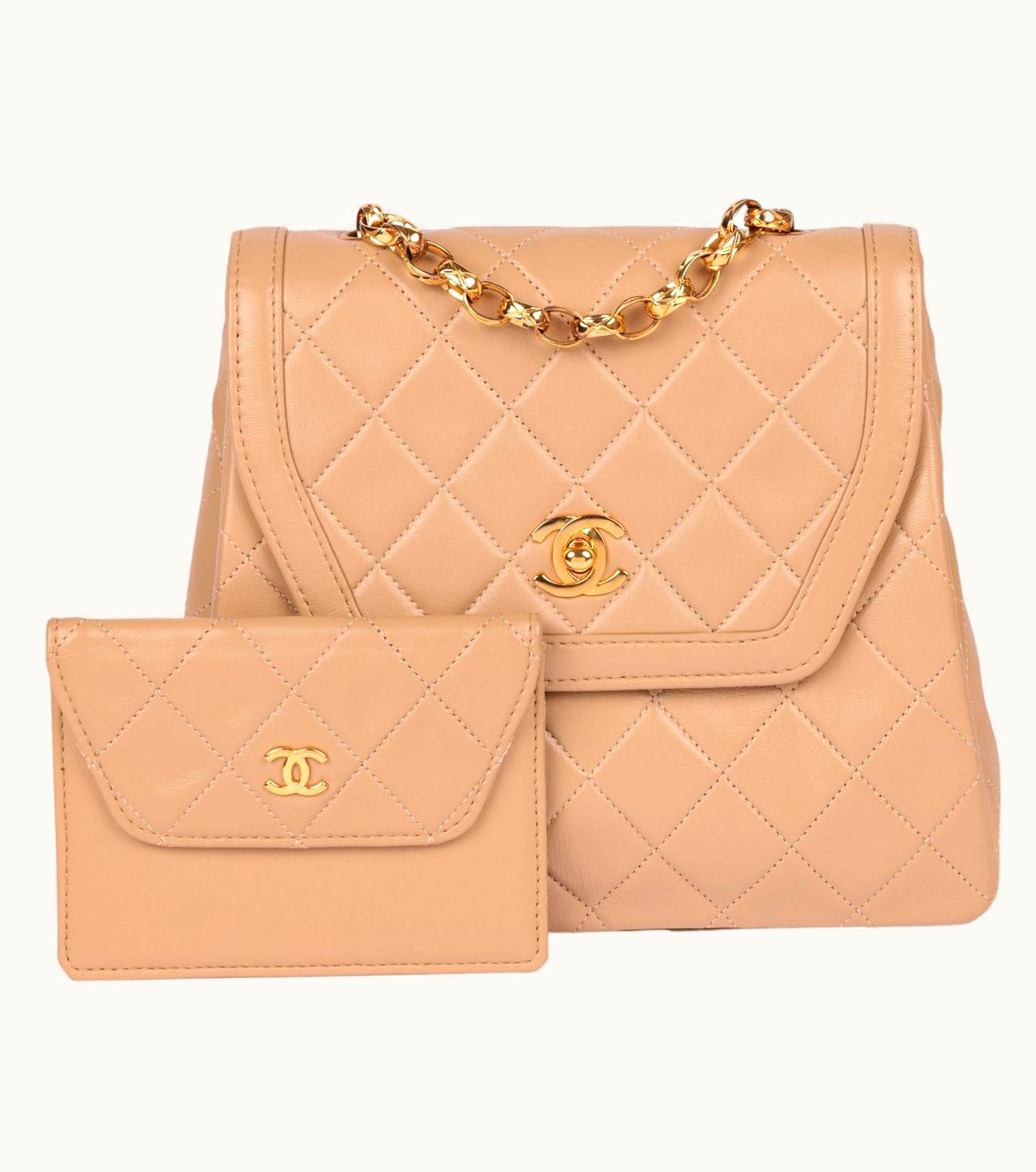 Chanel Chanel Beige Quilted Lambskin Vintage Mini Flap Bag With Wallet