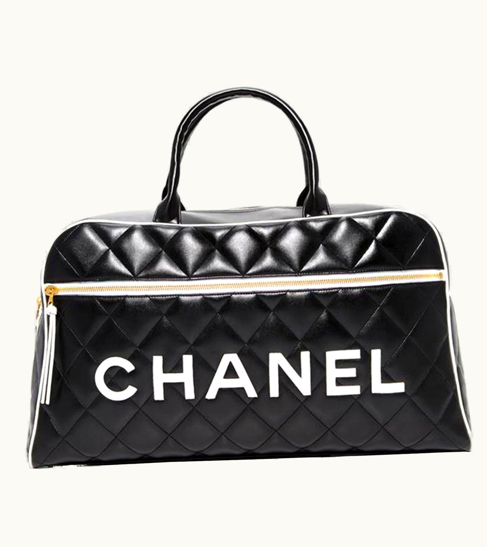 Chanel Chanel Limited Edition Vintage Bowling Bag Black And White Leather Weekend Tote