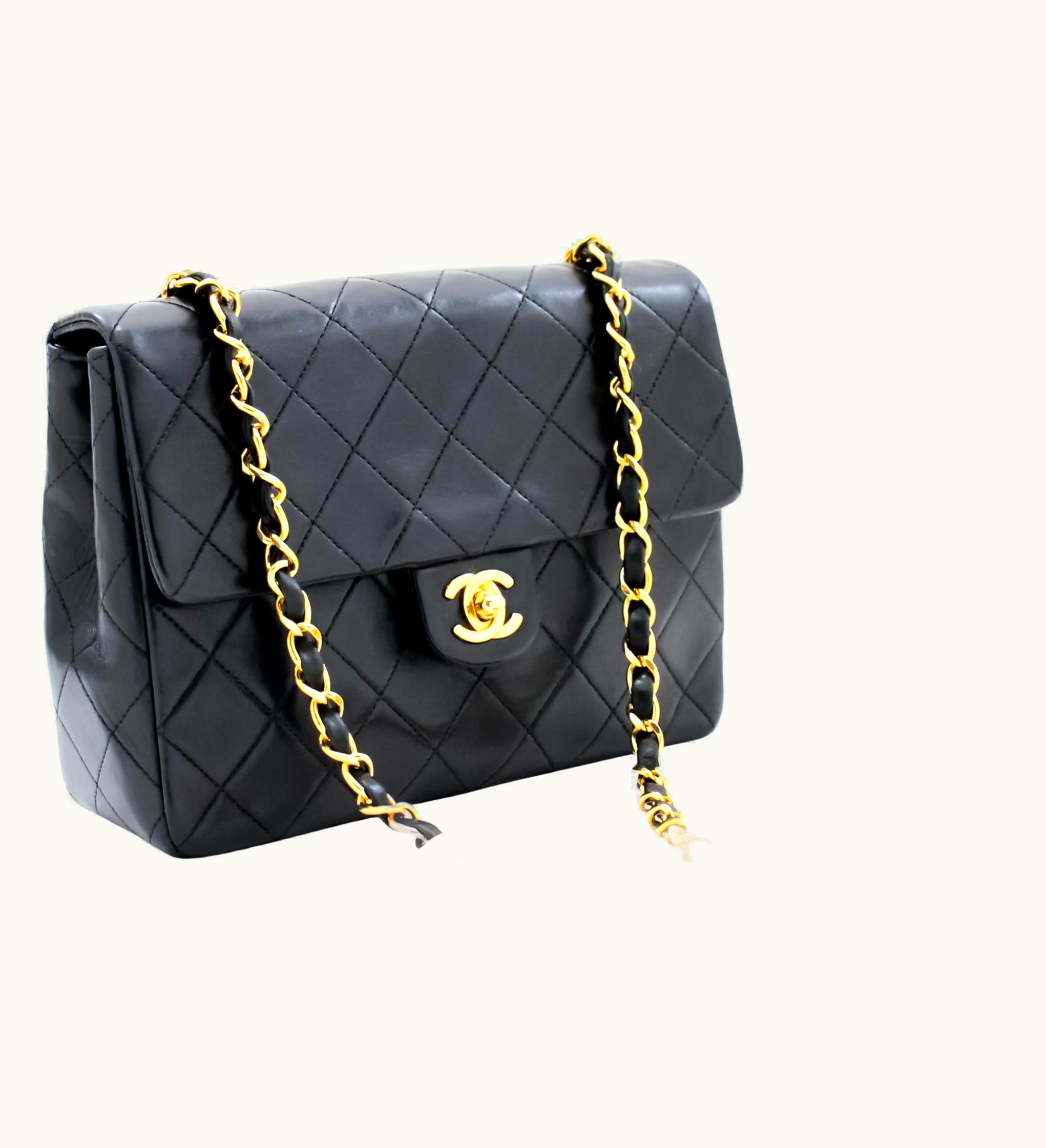 Chanel Chanel Mini Square Small Chain Shoulder Crossbody Bag Black Quilt UZ0591729