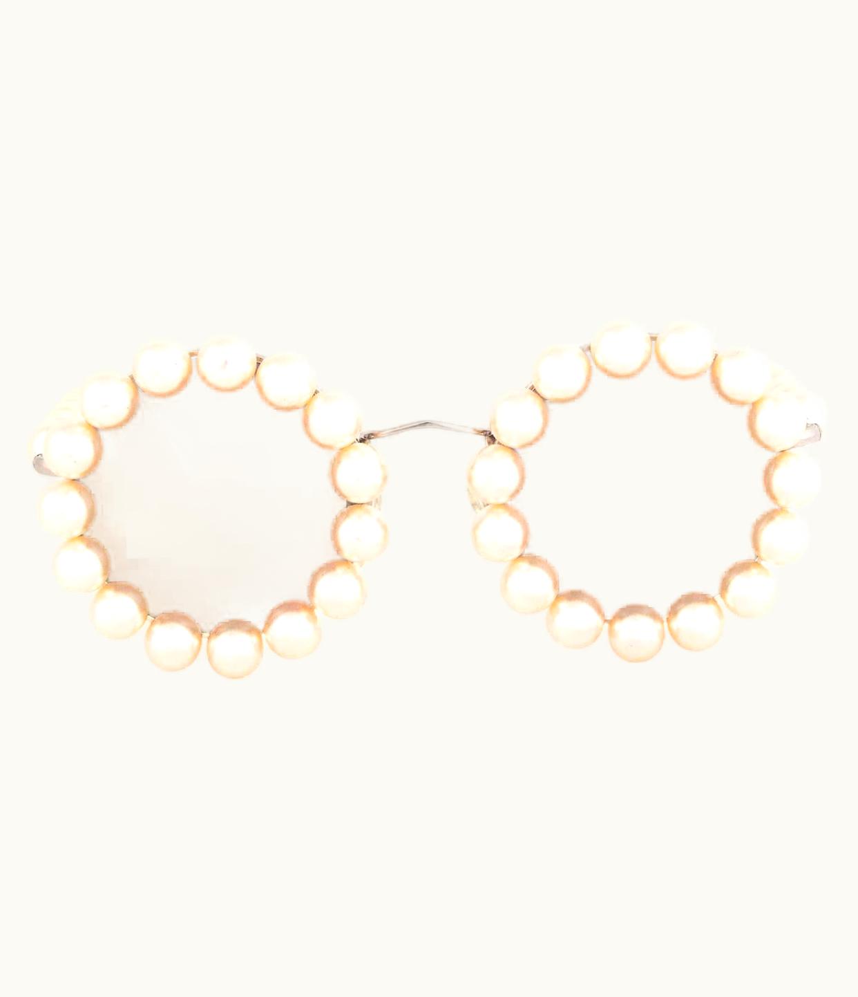 Chanel Chanel White Vintage 1994 Round Pearl Sunglasses Grey Lens