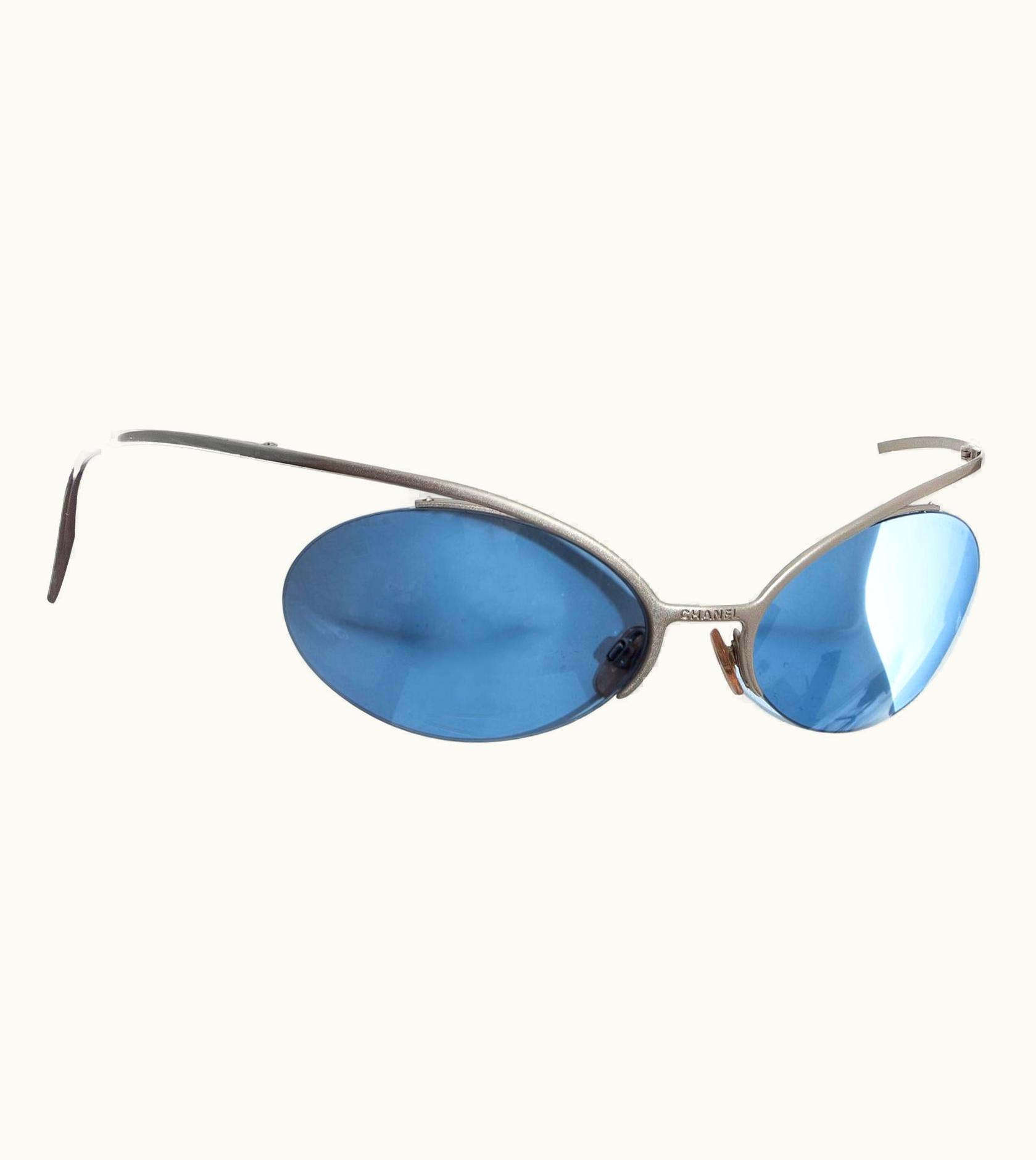 Chanel Chanel By Karl Lagerfeld Blue Lens Silver Sunglasses, S/S 2000